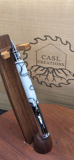 Chrome MP 208 gloss white with black ribbon