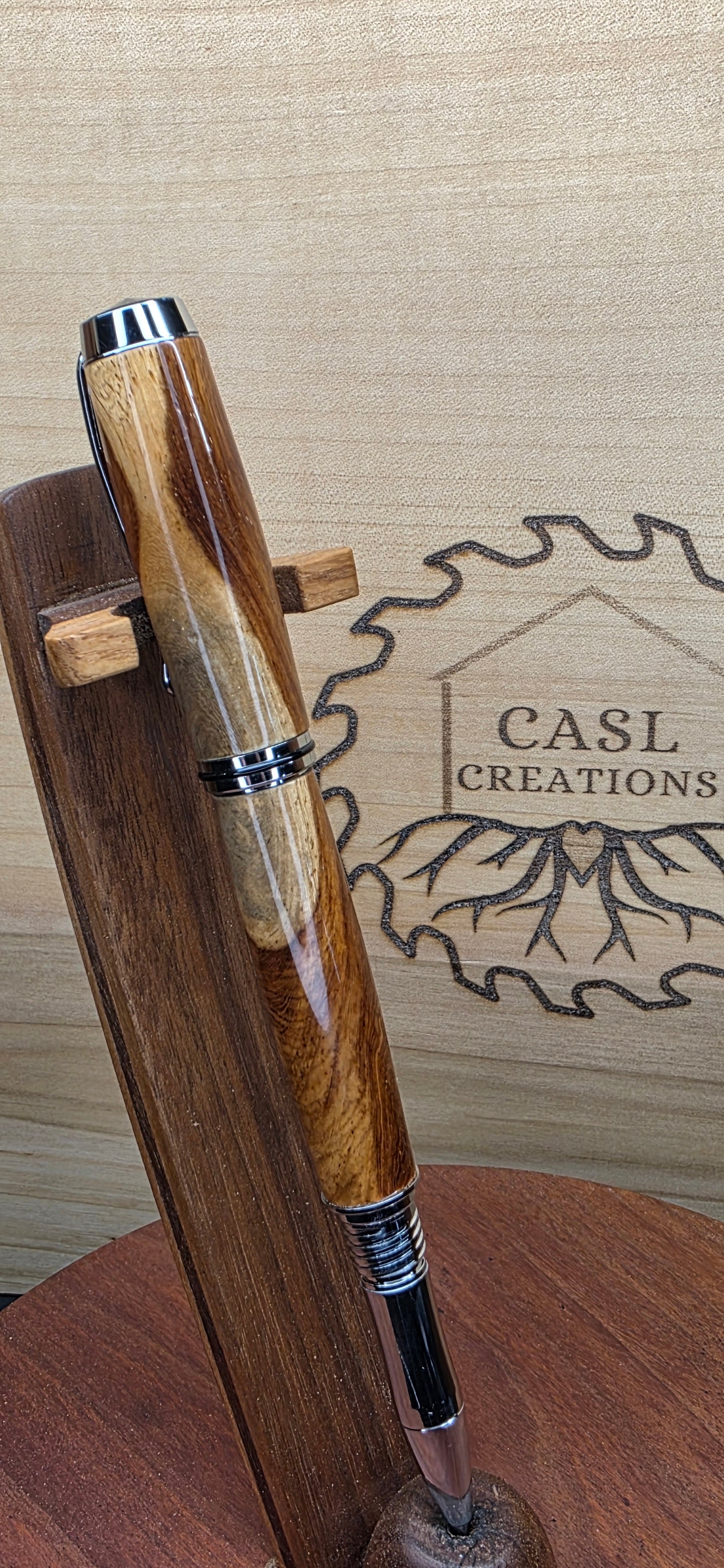 Jr. George, Chrome, hand turned Amboyna with sap