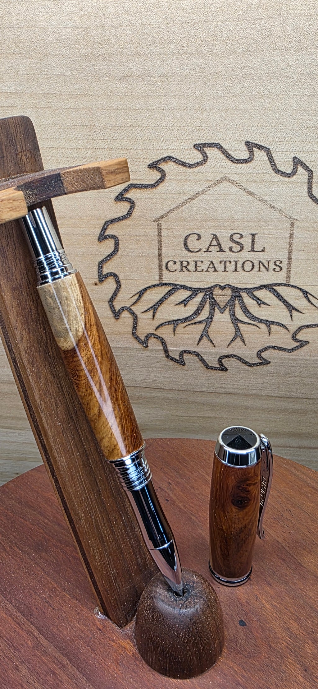 Jr. George, Chrome, hand turned Amboyna with sap