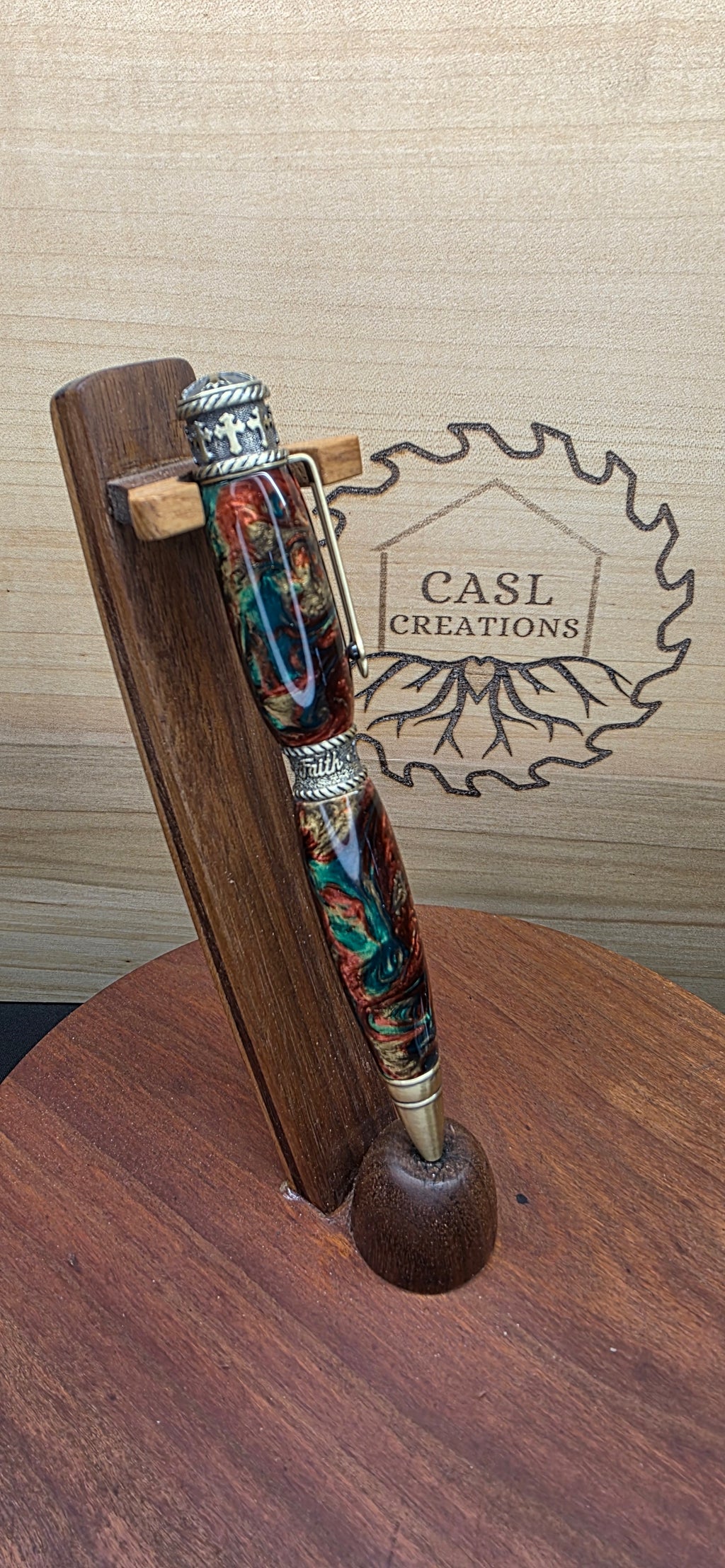 Faith, Hope, Love twist pen antique brass