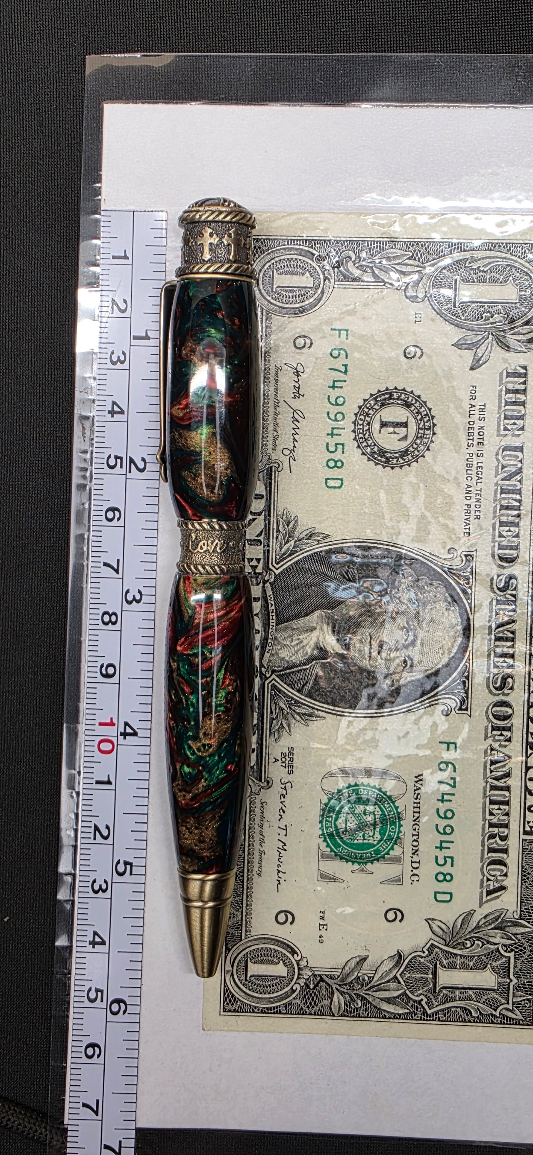 Faith, Hope, Love twist pen antique brass