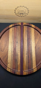 2 partition 18 inch round serving trey