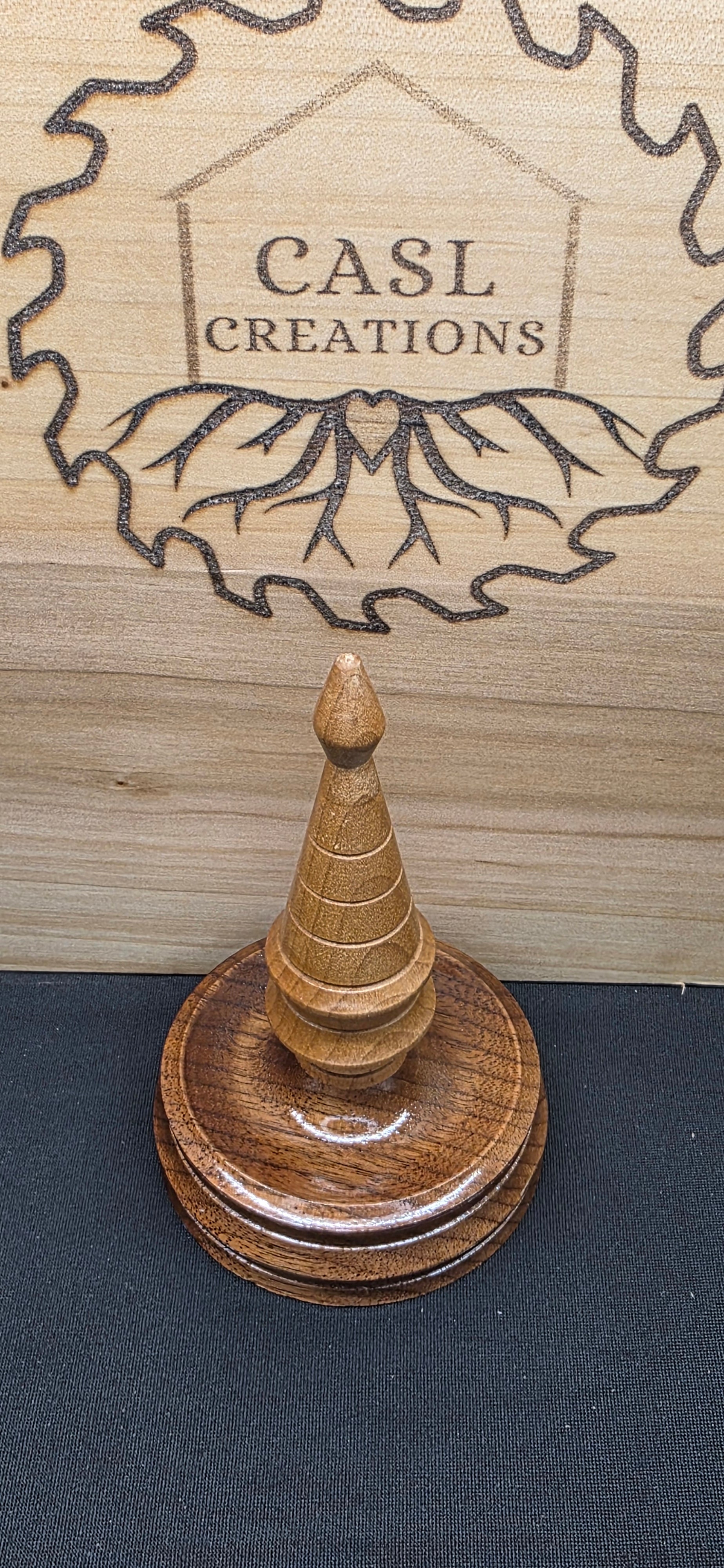 Ring Stand- African Mahogany and Maple,