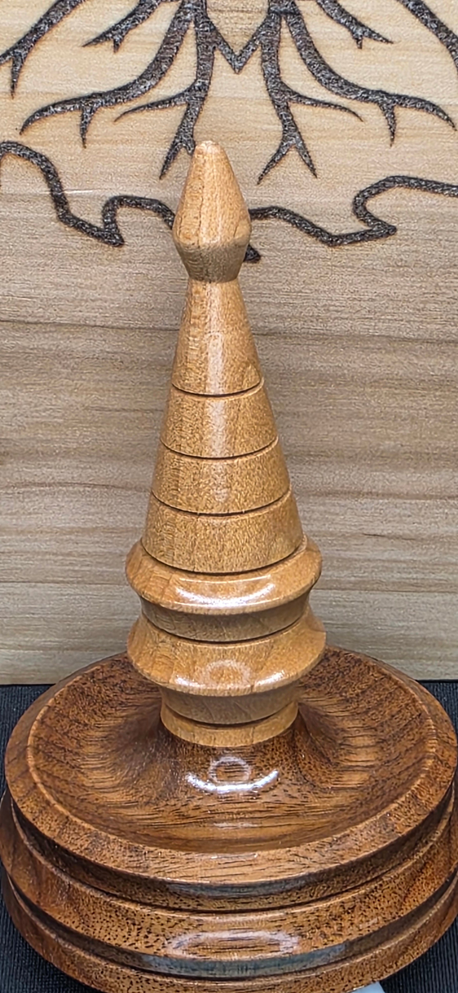 Ring Stand- African Mahogany and Maple,
