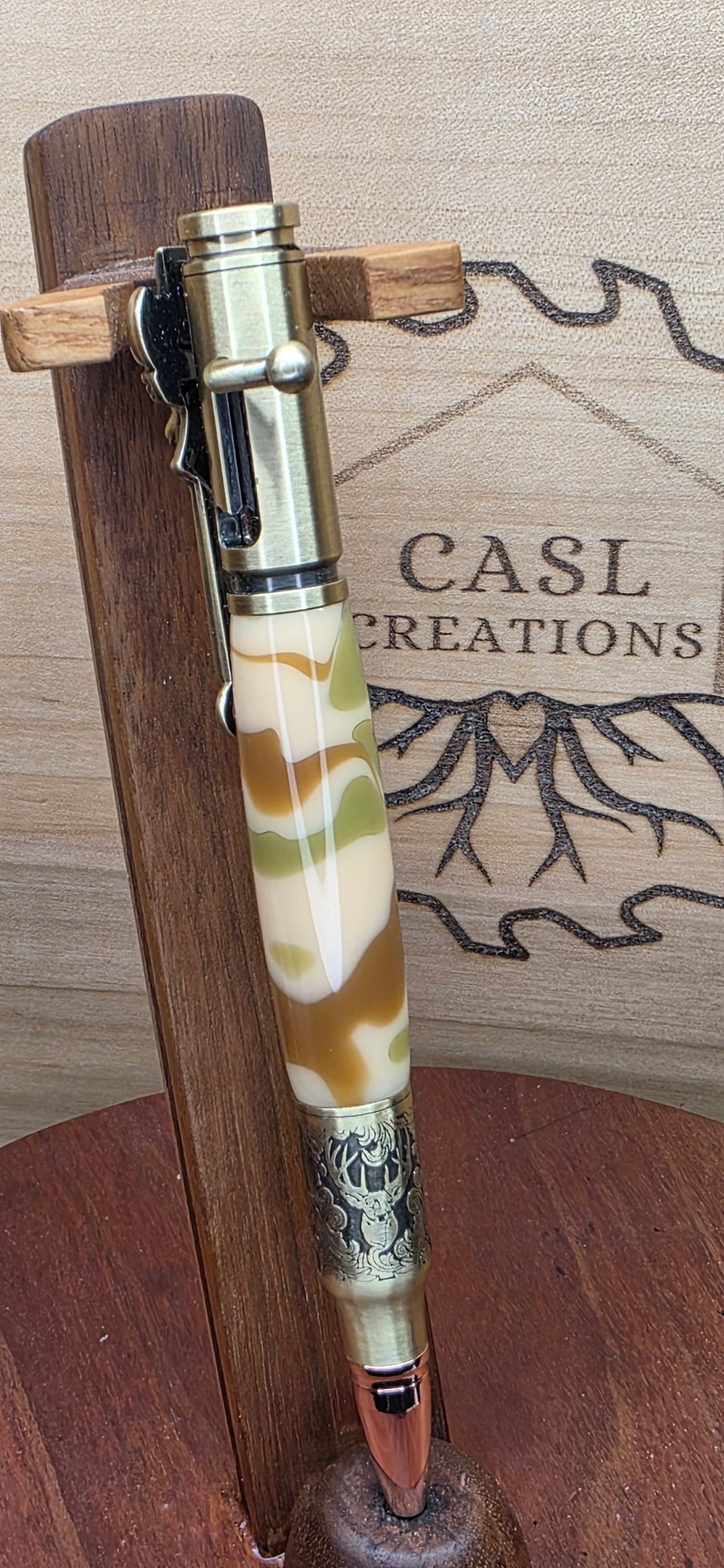 Bolt Action Deer Hunter in woodland camo