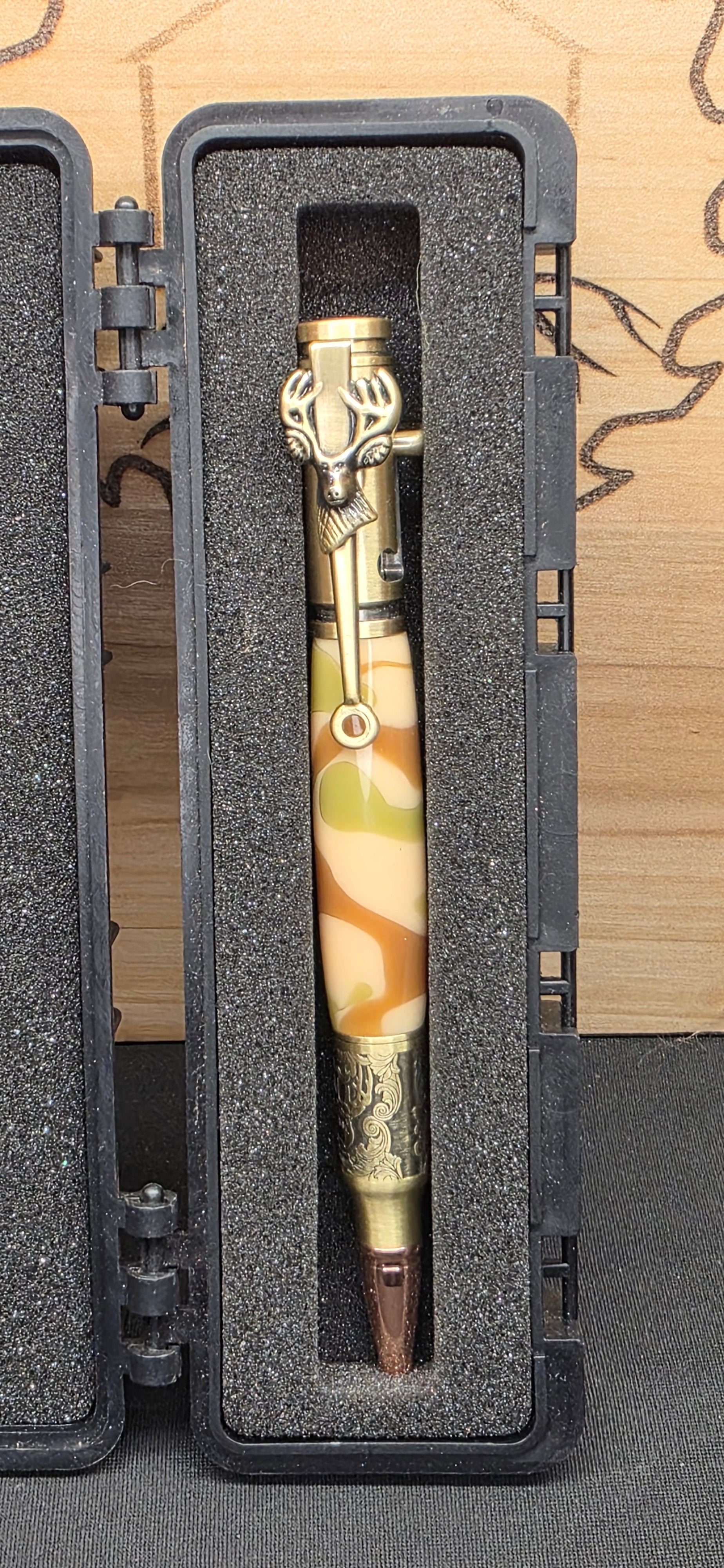 Bolt Action Deer Hunter in woodland camo