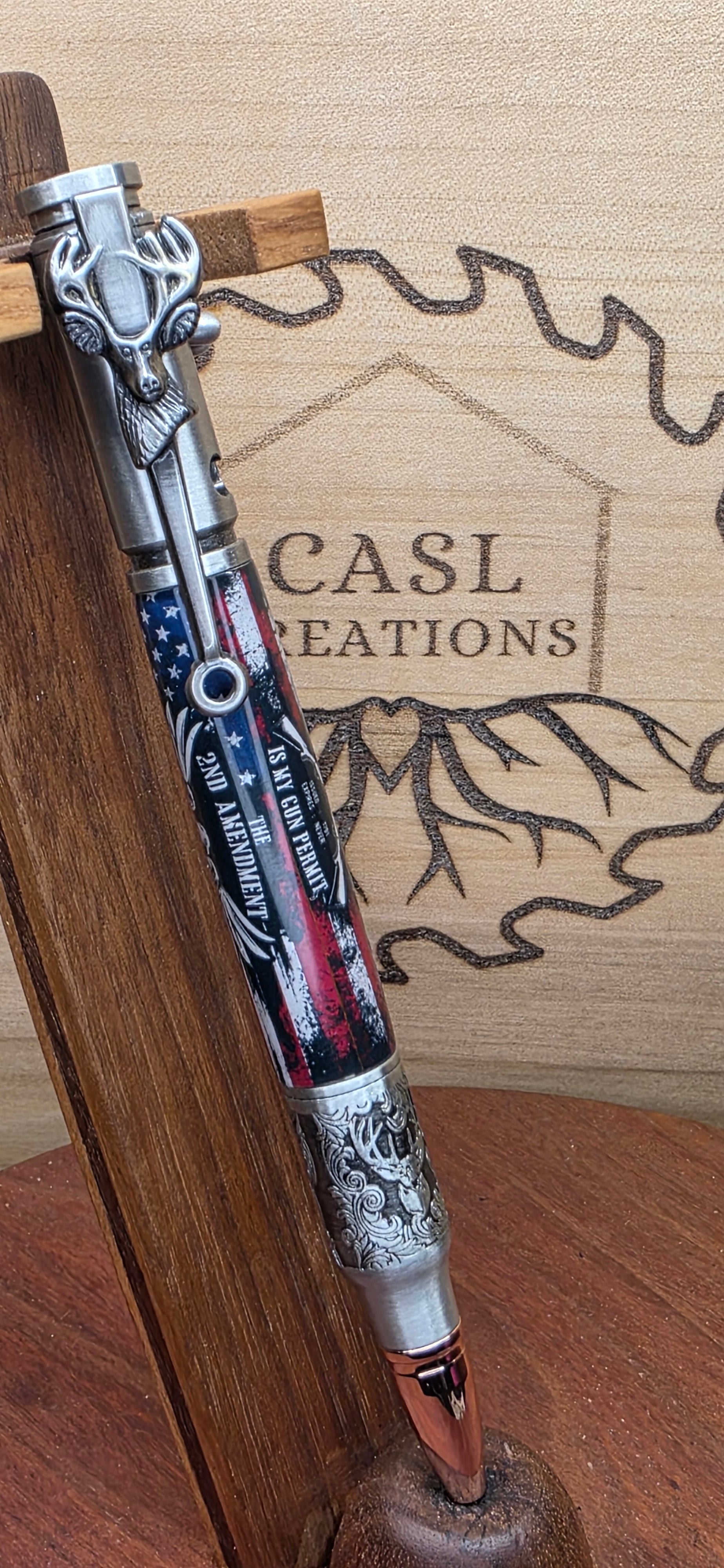 "2nd Amendment is my gun permit" Bolt Action Antique Pewter