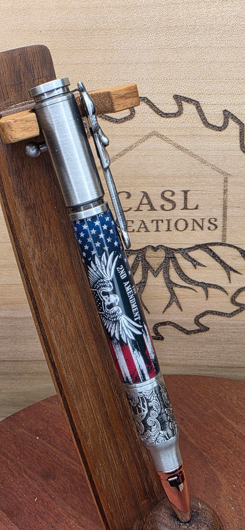 "2nd Amendment is my gun permit" Bolt Action Antique Pewter