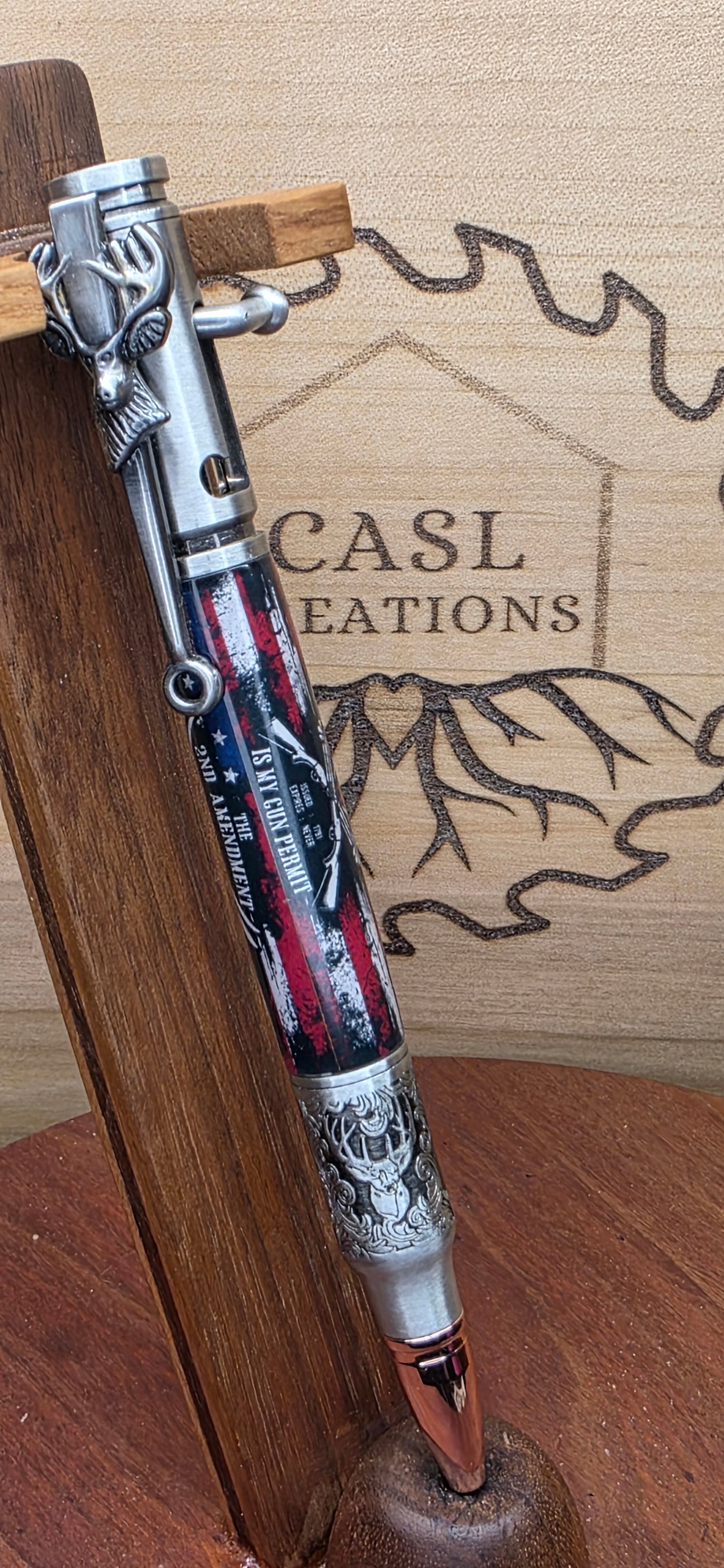 "2nd Amendment is my gun permit" Bolt Action Antique Pewter