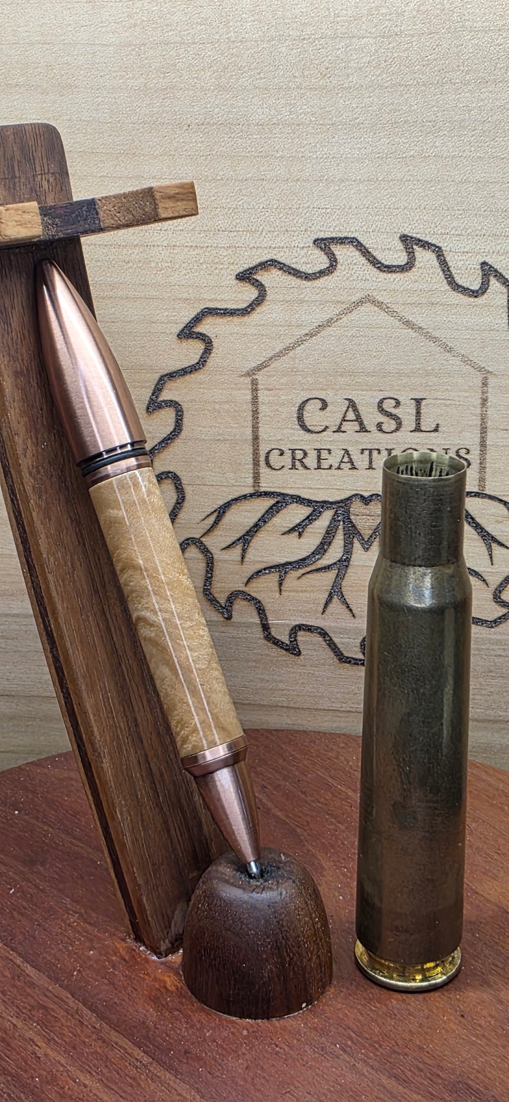 50 BMG Ball point desk pen in Maple Burl