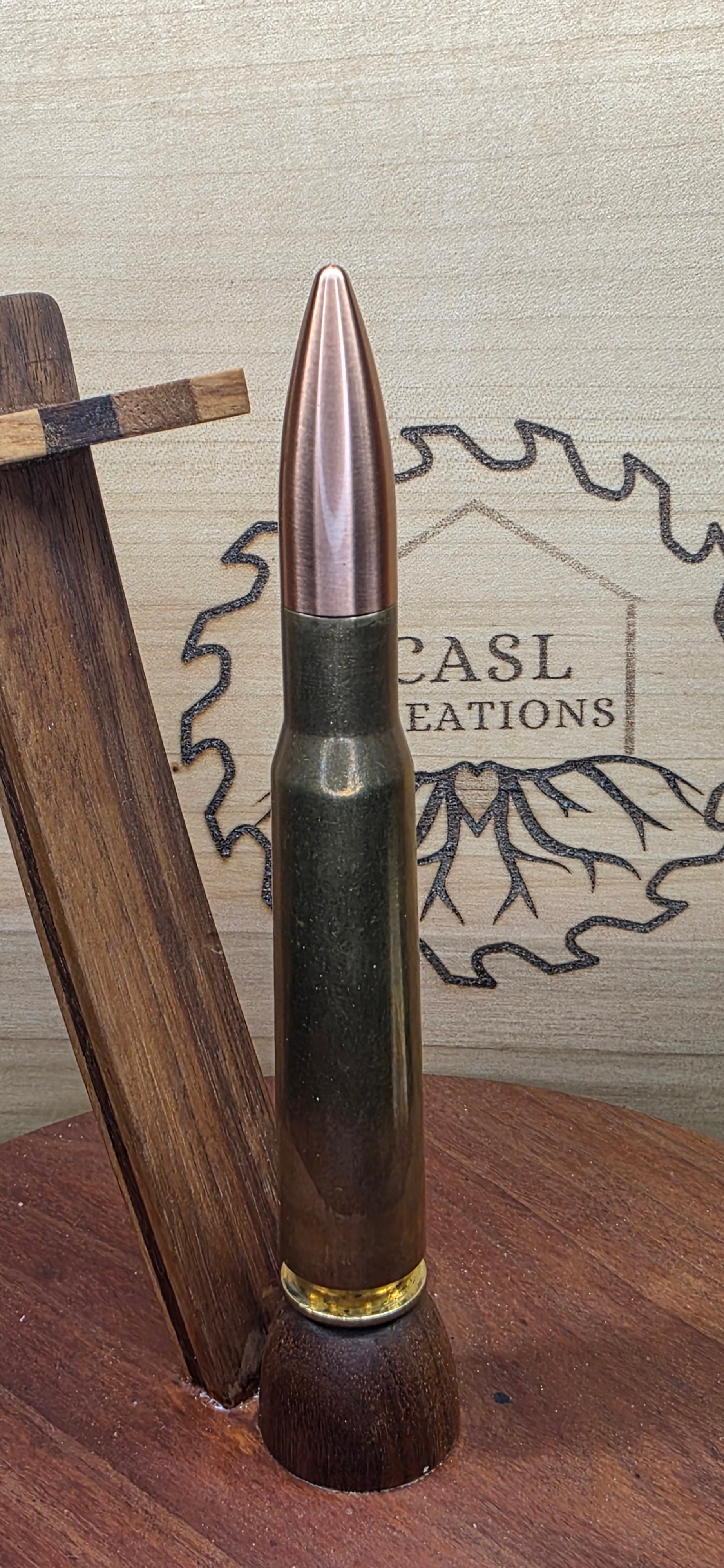 50 BMG roller ball desk pen in Maple Burl