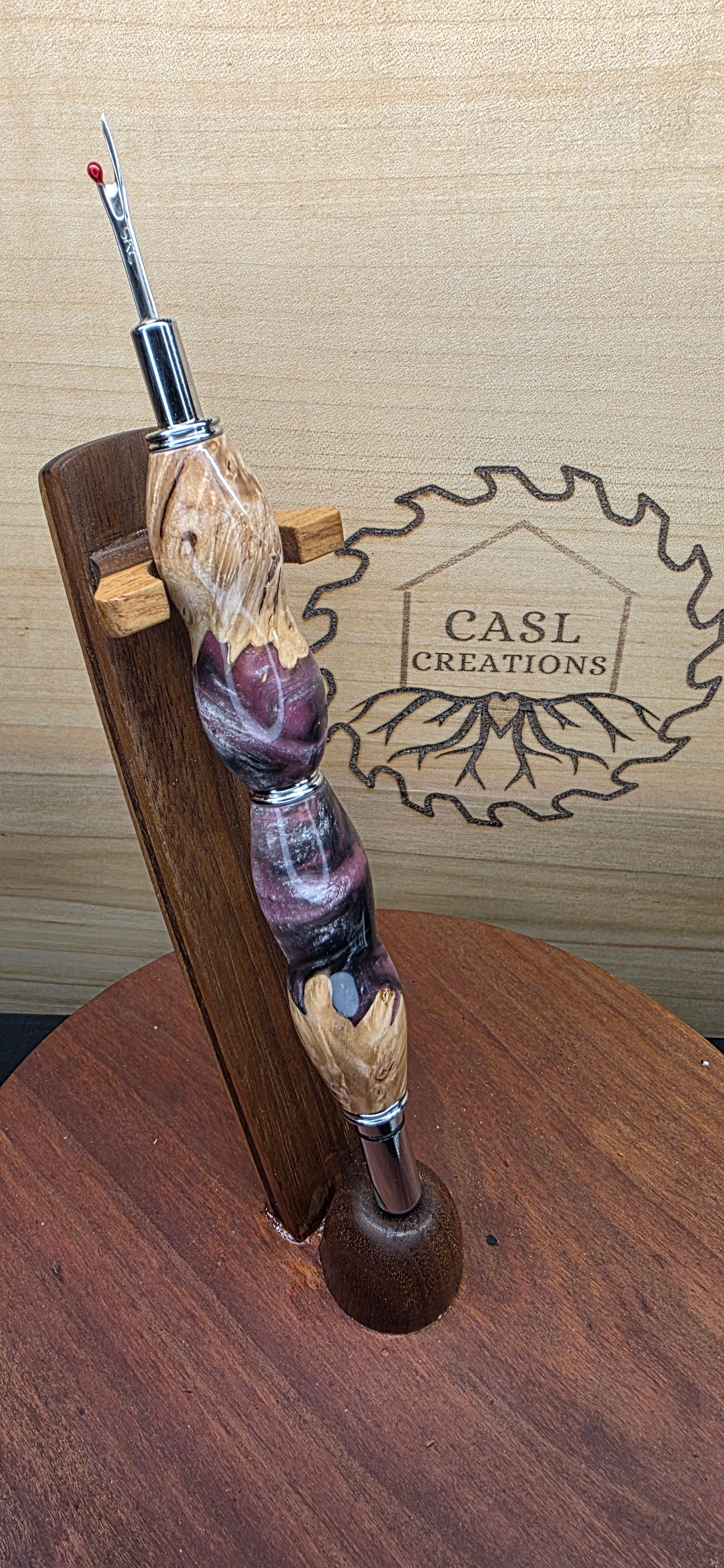 Seam Ripper/Scissor combo maple burl & purple hybrid