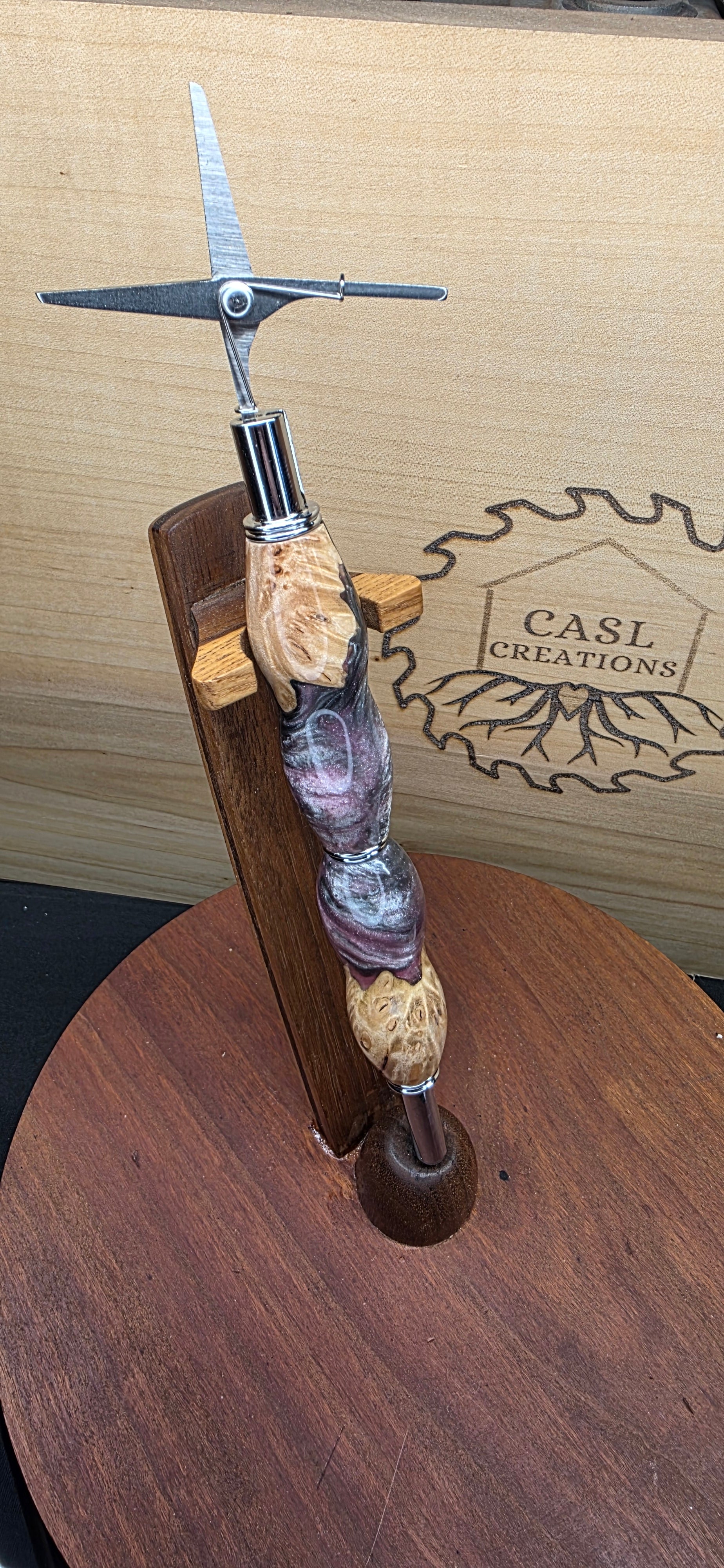 Seam Ripper/Scissor combo maple burl & purple hybrid