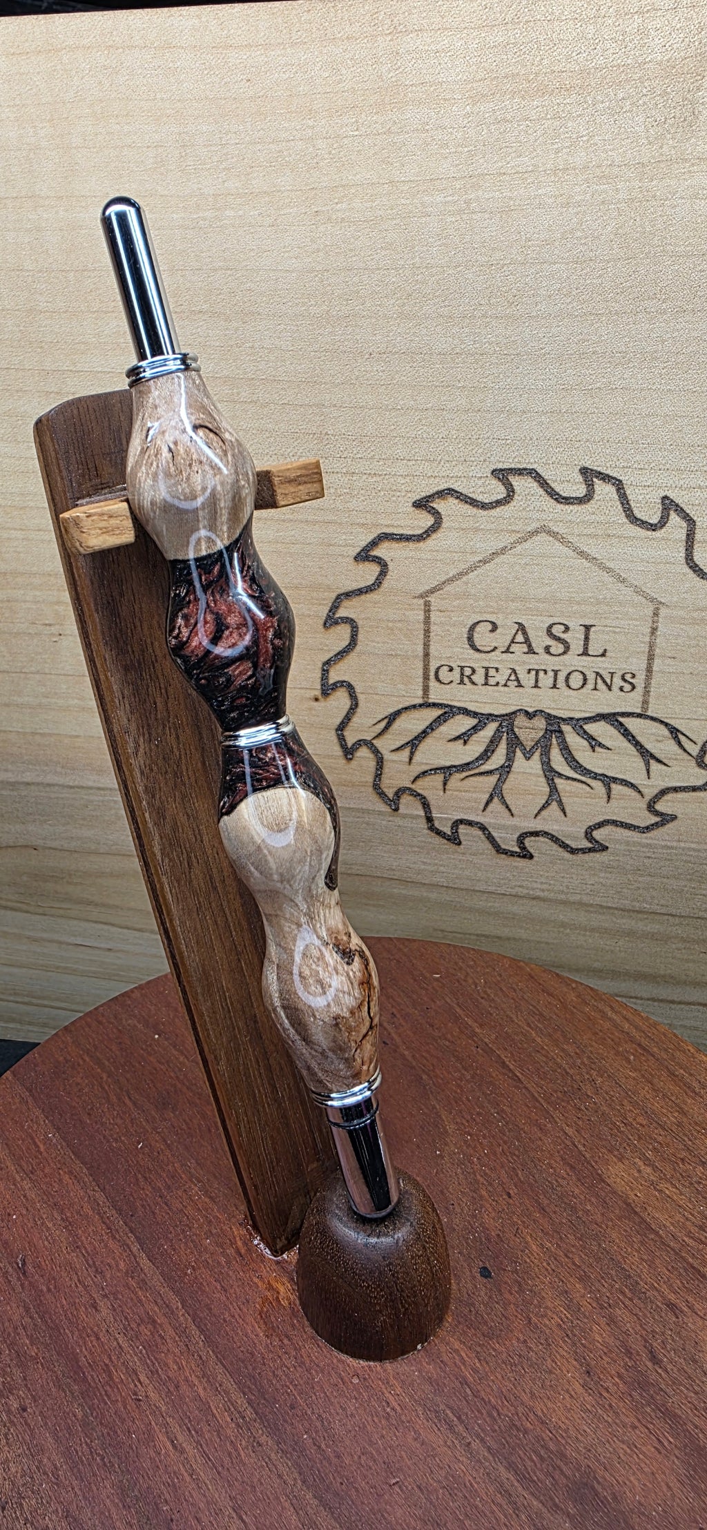 Seam Ripper/Scissor combo maple burl & Black and peach shimmer hybrid