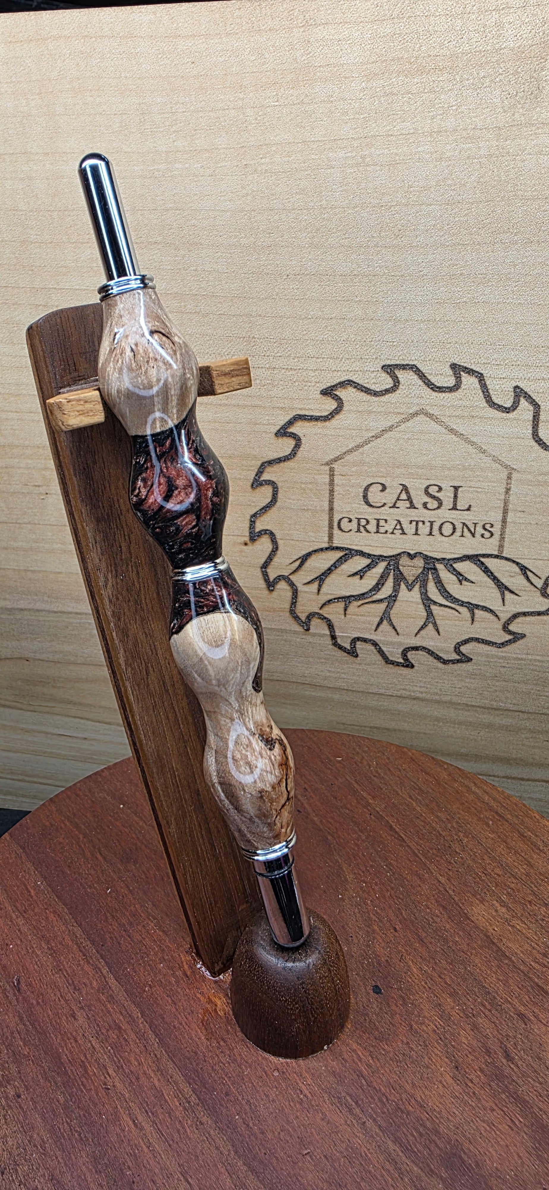 Seam Ripper/Scissor combo maple burl & Black and peach shimmer hybrid