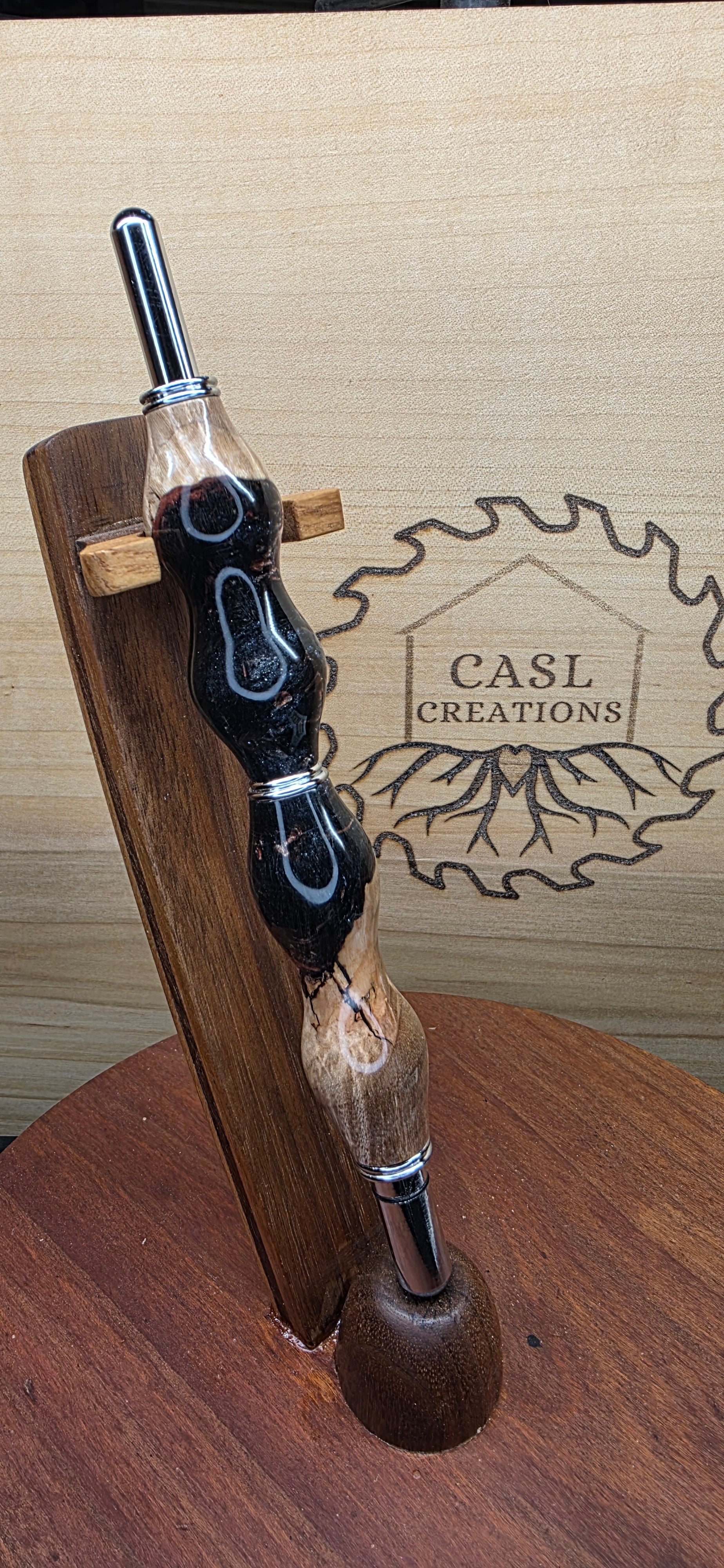 Seam Ripper/Scissor combo maple burl & Black and peach shimmer hybrid