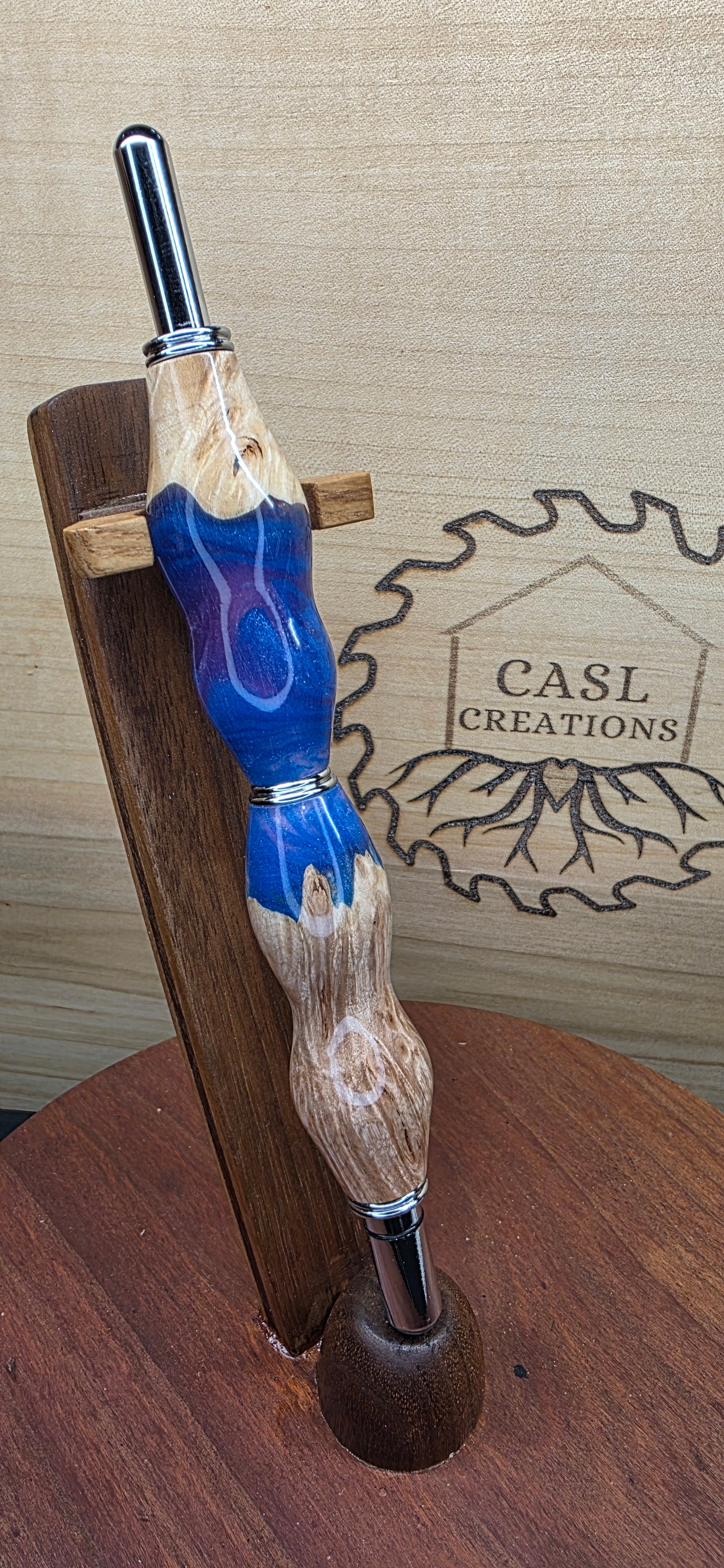 Seam Ripper/Scissor combo maple burl & blue and purple swirl hybrid