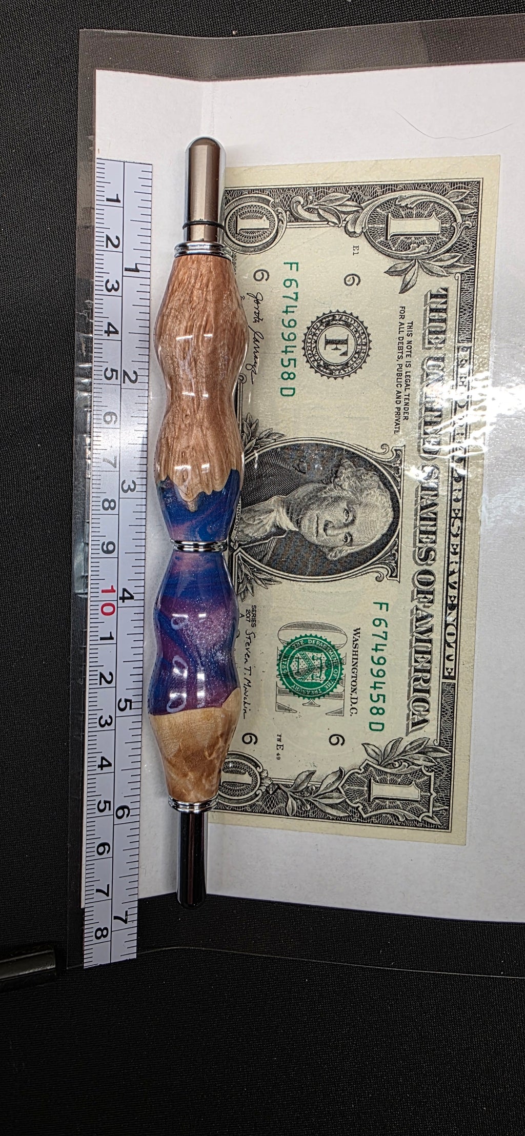 Seam Ripper/Scissor combo maple burl & blue and purple swirl hybrid