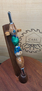 Seam Ripper Scissor combo Brown mallee burl & blue  , black and green swirl hybrid