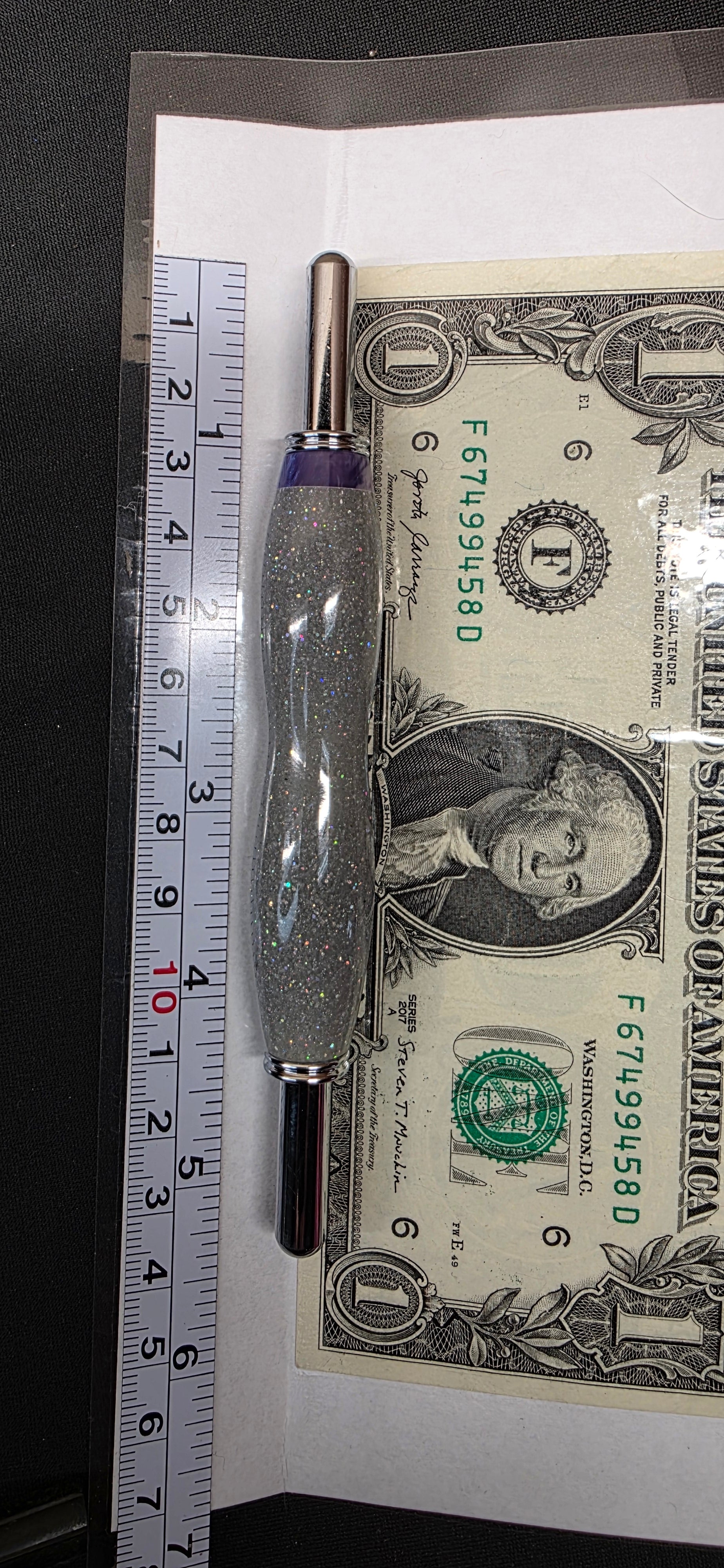 Double Seam ripper in Cosmic silver glitter with purple accent