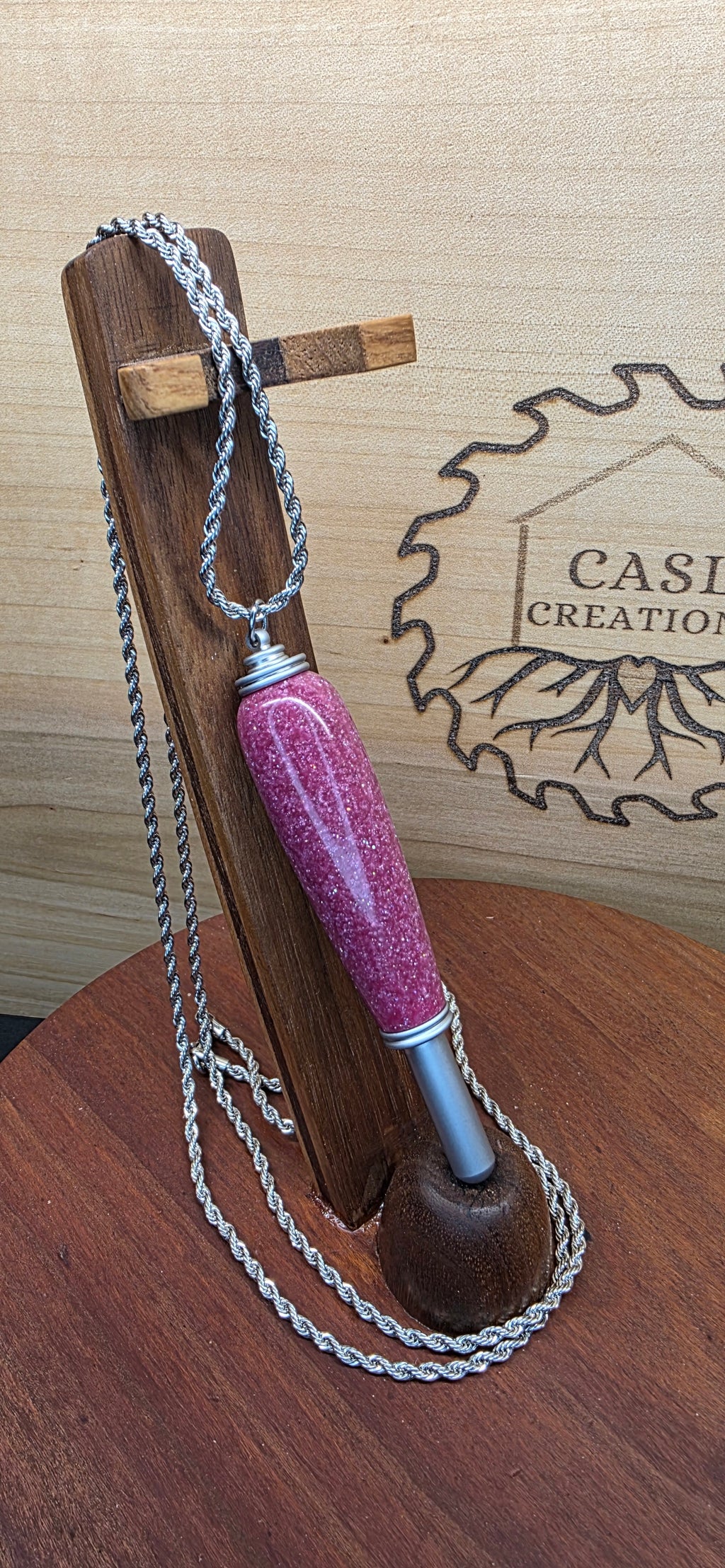 Seam Ripper Necklace in purple cosmic glitter