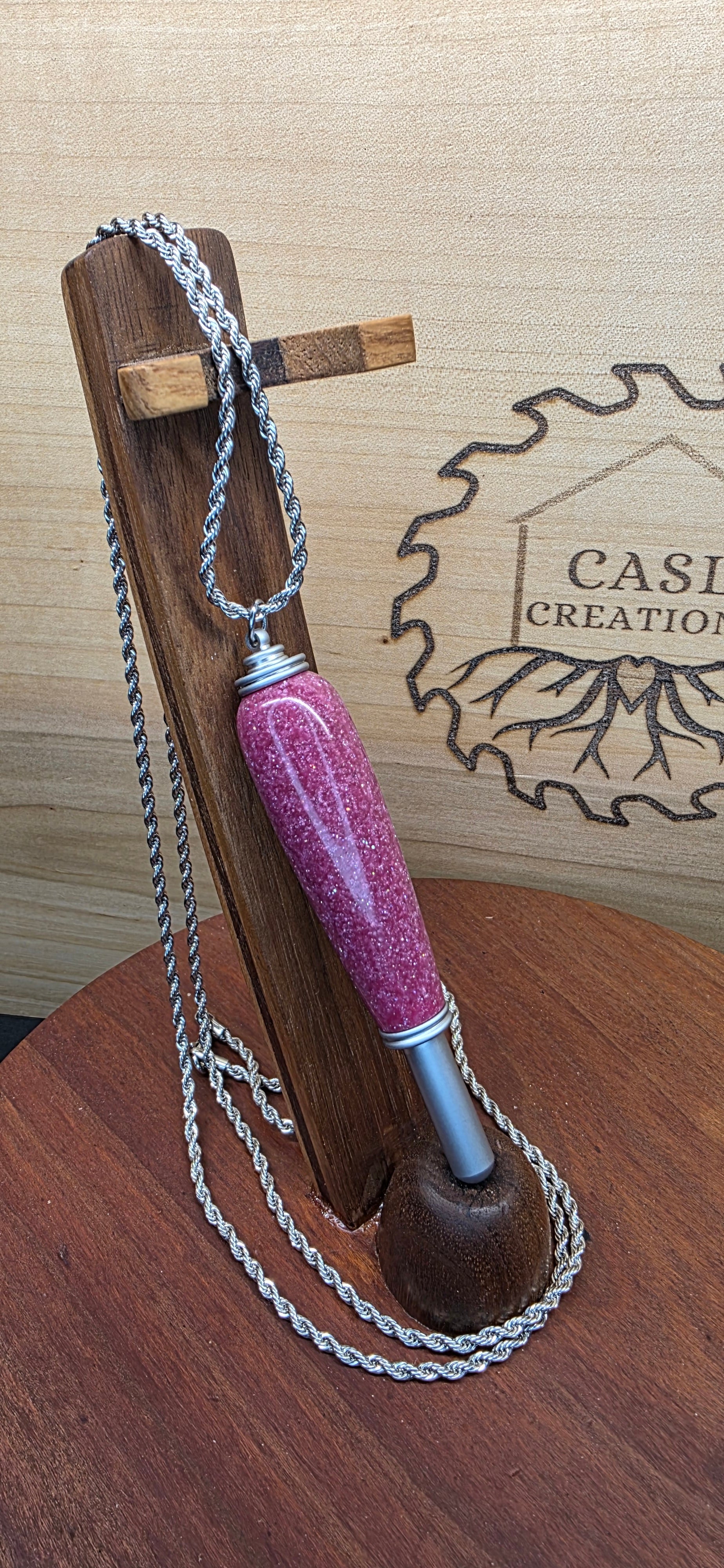 Seam Ripper Necklace in purple cosmic glitter