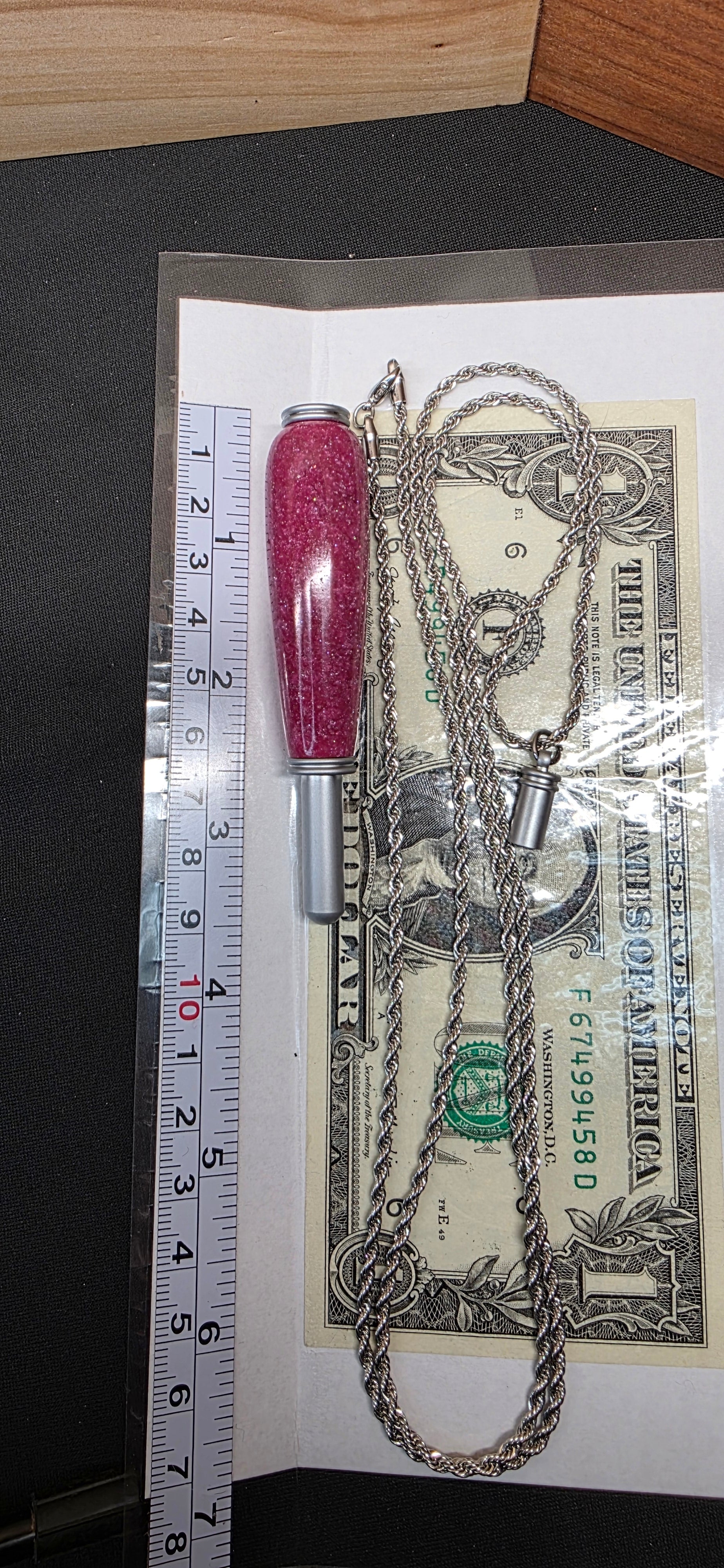 Seam Ripper Necklace in purple cosmic glitter