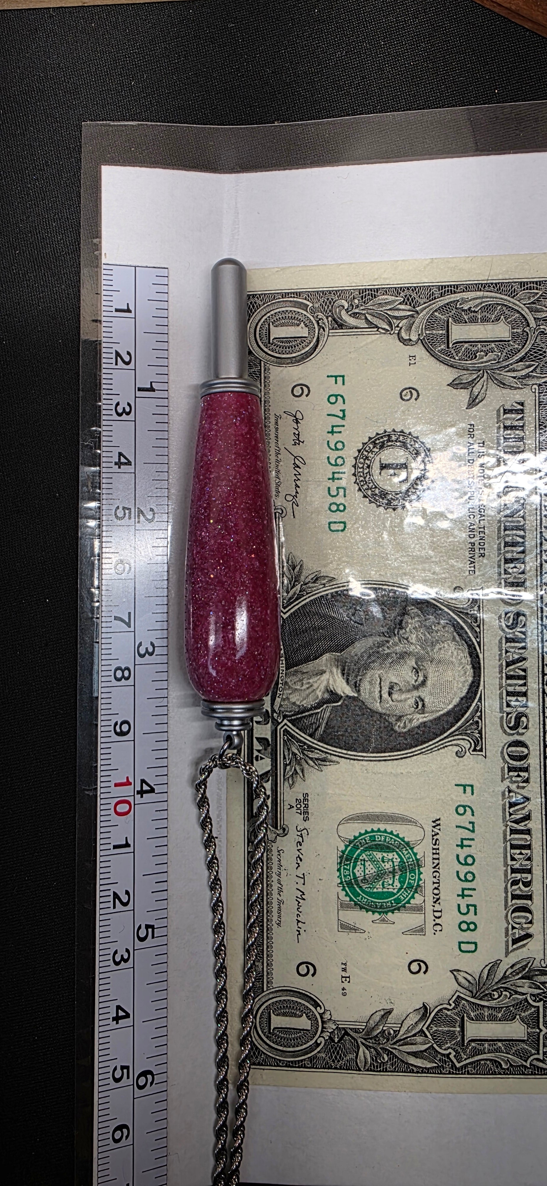 Seam Ripper Necklace in purple cosmic glitter