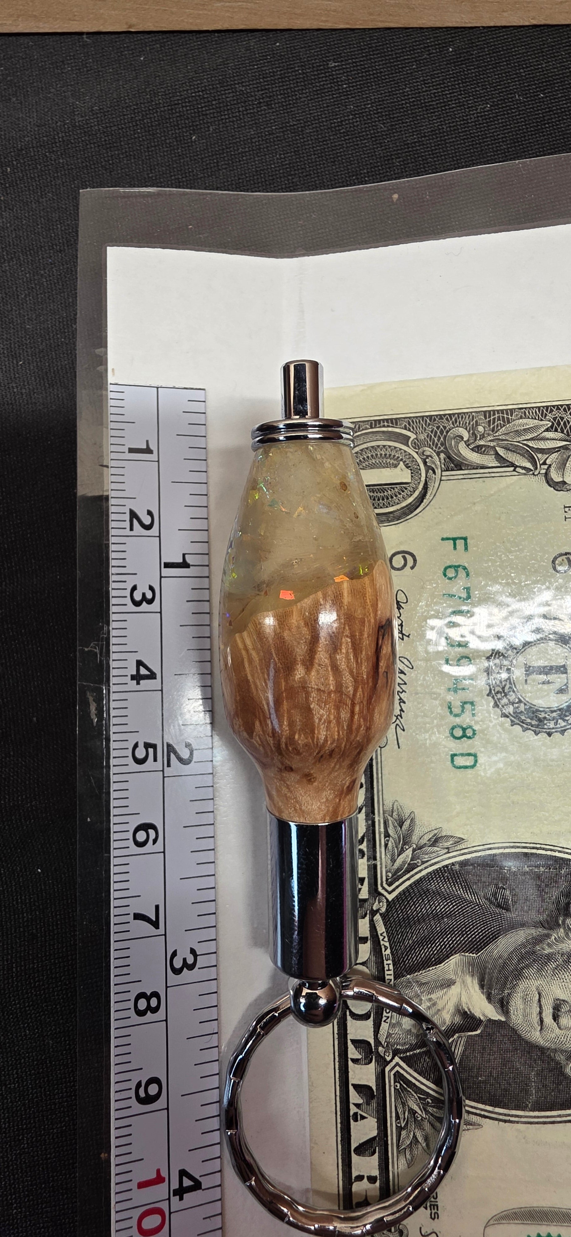 Keychain Cigar Punch in mallee burl and silver glitter