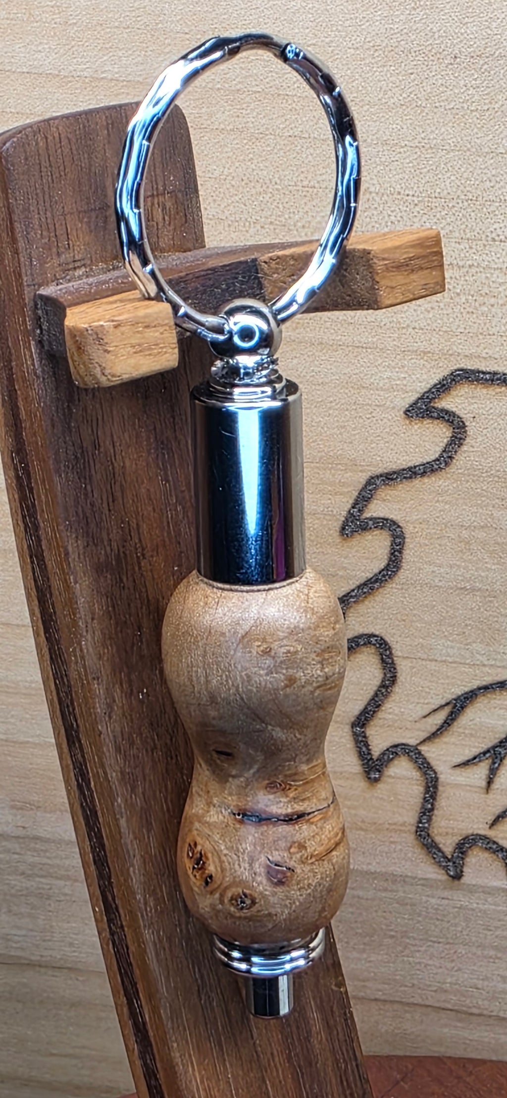 Keychain Cigar Punch in Buckeye Maple burl