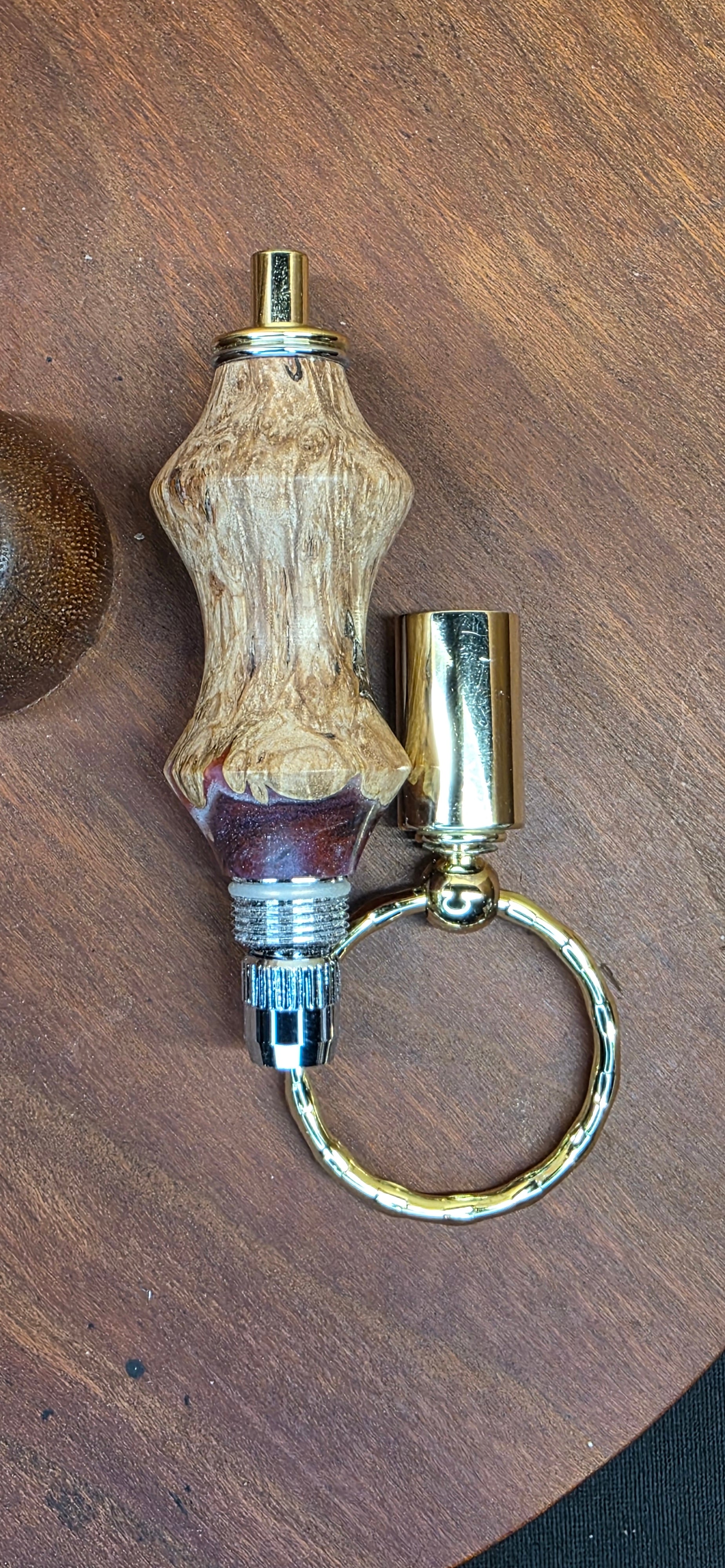 Keychain Cigar Punch in mallee burl and Red alumilite resin