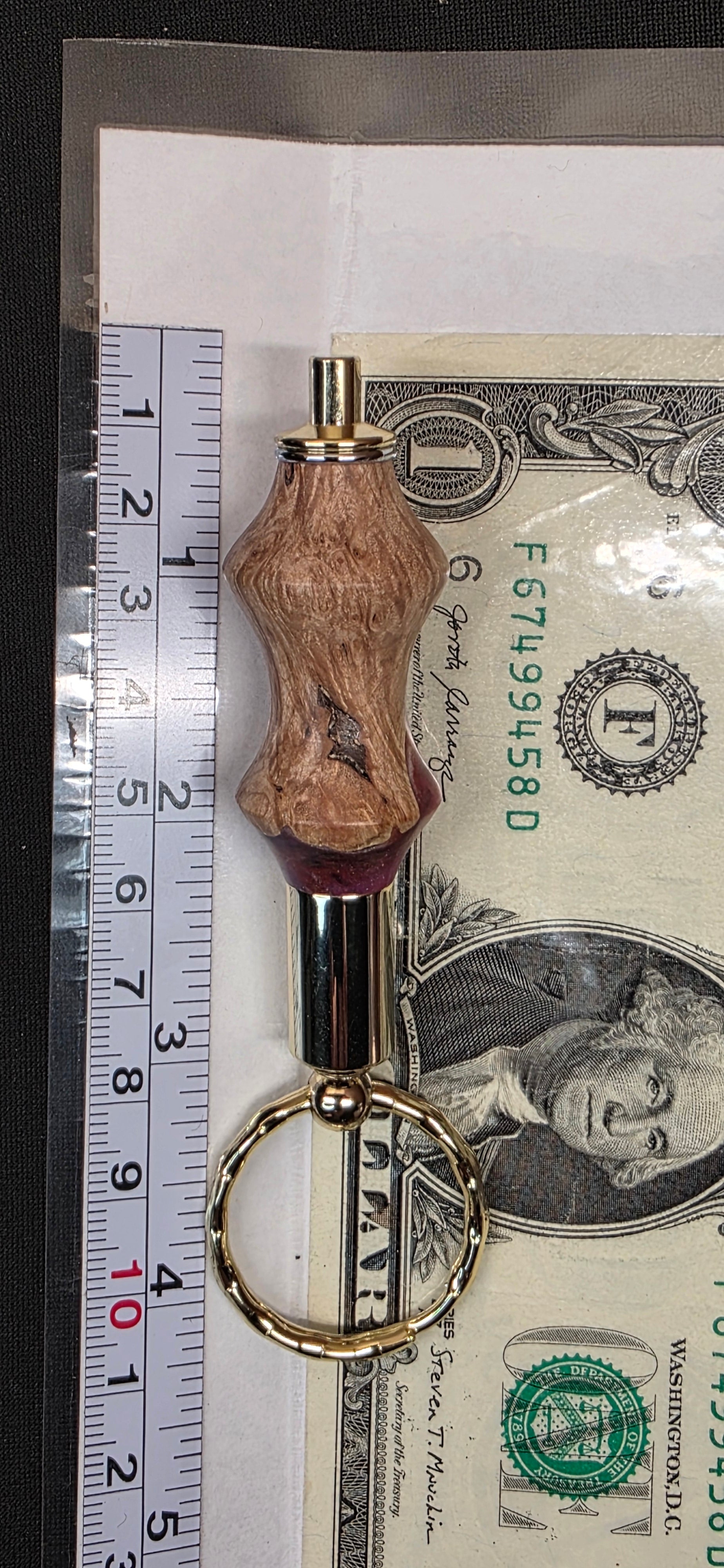 Keychain Cigar Punch in mallee burl and Red alumilite resin