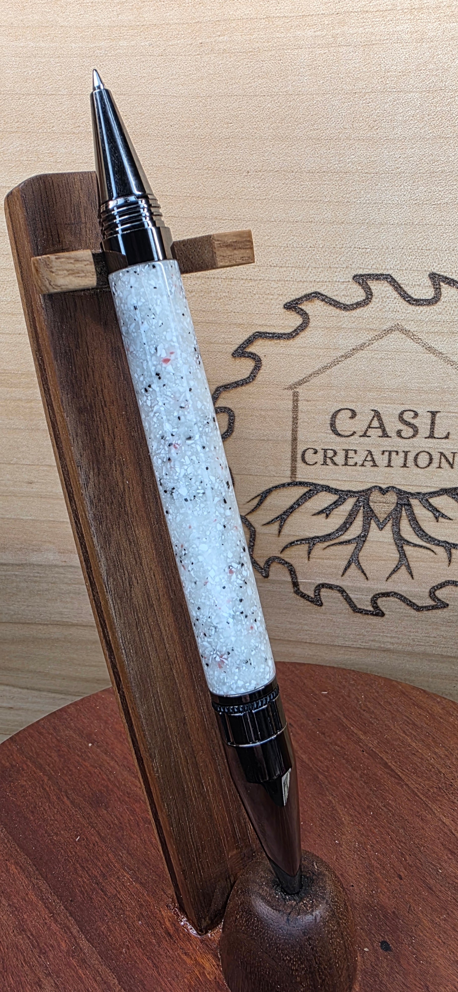 Gunmetal Fidget Rollerball in Glow Stonez Moon stone