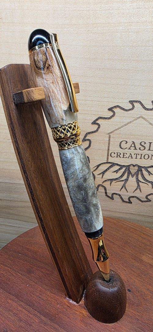 Apollo Infinity maple burl with shimmering off white and black alumilite hybrid