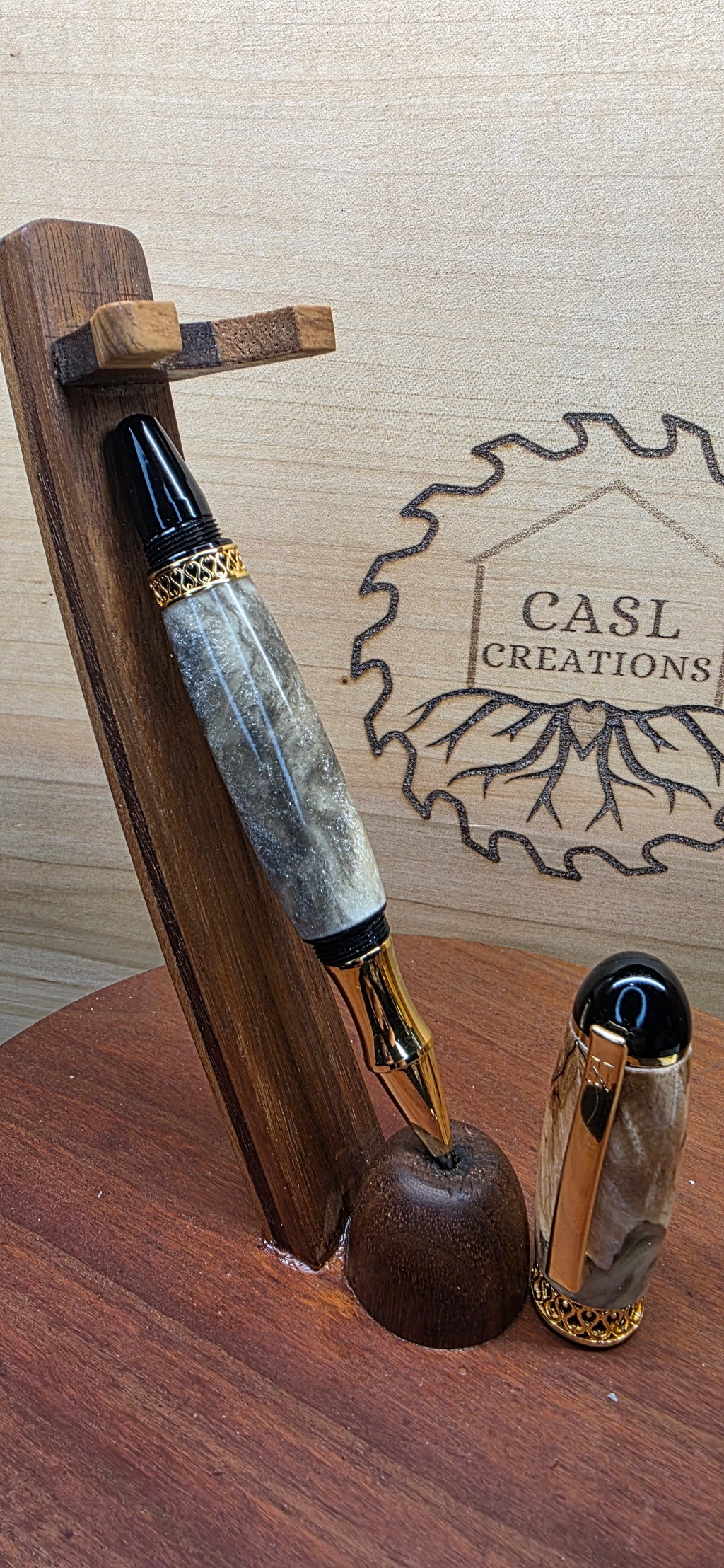 Apollo Infinity maple burl with shimmering off white and black alumilite hybrid