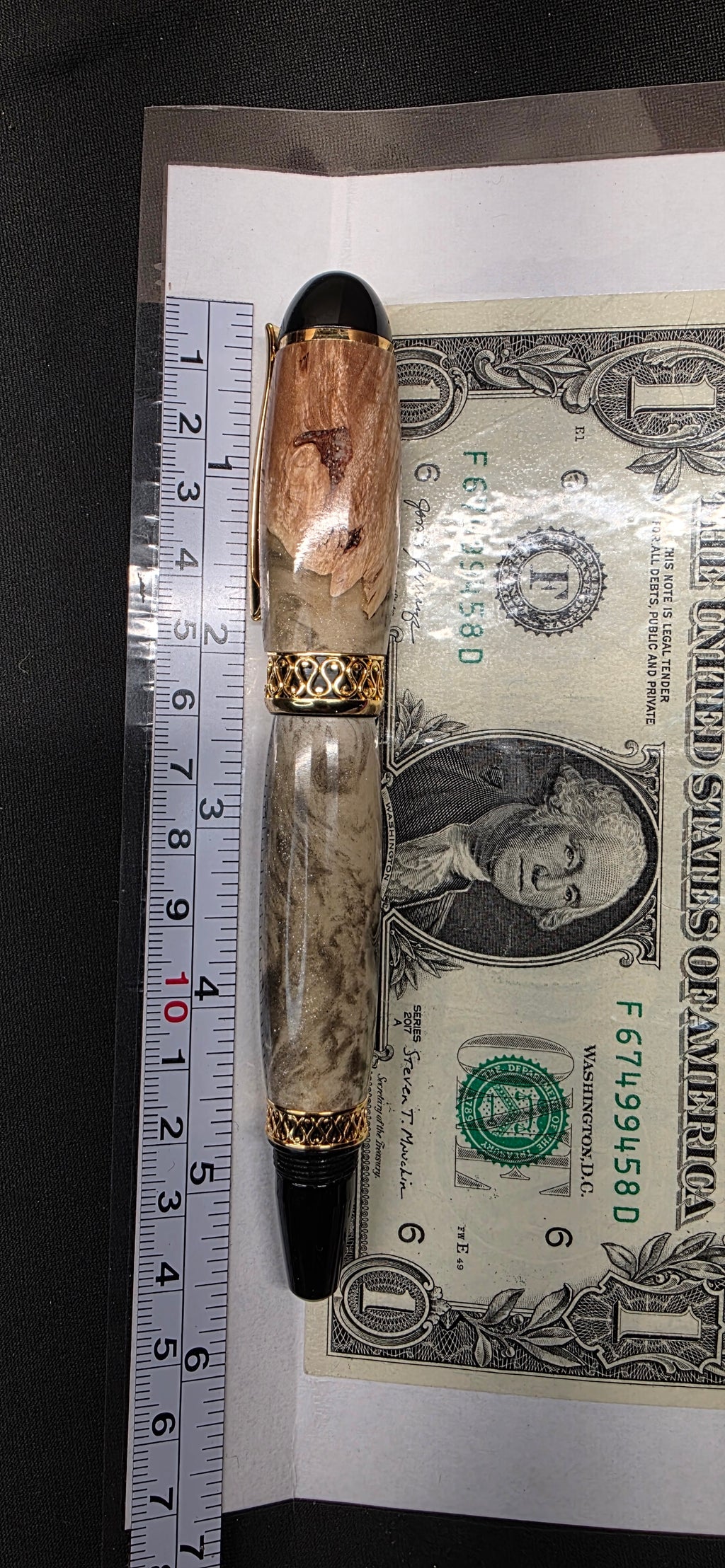 Apollo Infinity maple burl with shimmering off white and black alumilite hybrid