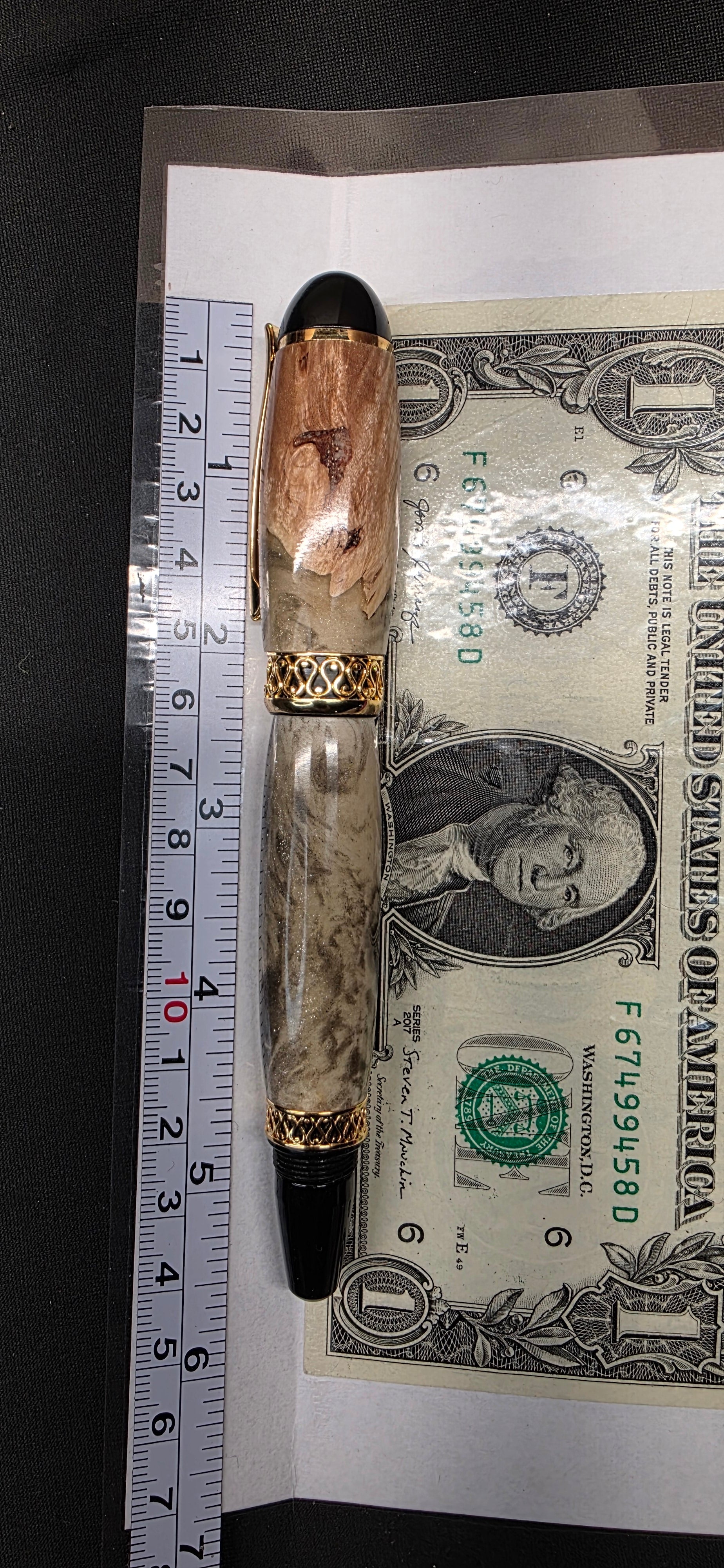 Apollo Infinity maple burl with shimmering off white and black alumilite hybrid