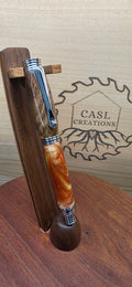 Chrome Jr. Morgan in Brown mallee burl orange and yellow shimmer alumilite