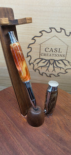 Chrome Jr. Morgan in Brown mallee burl orange and yellow shimmer alumilite