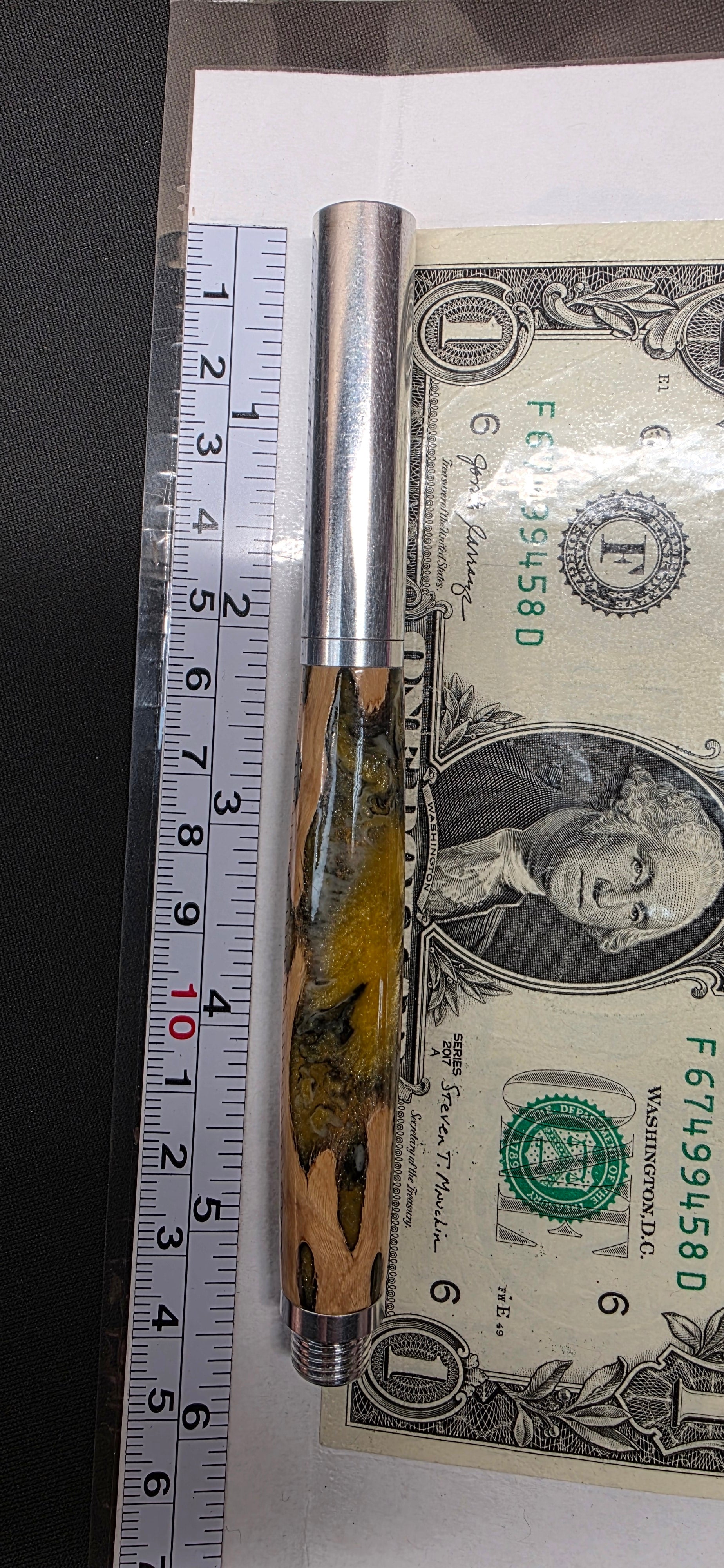 Aluminum Raw Roller ball in cholla cactus and green alumilite