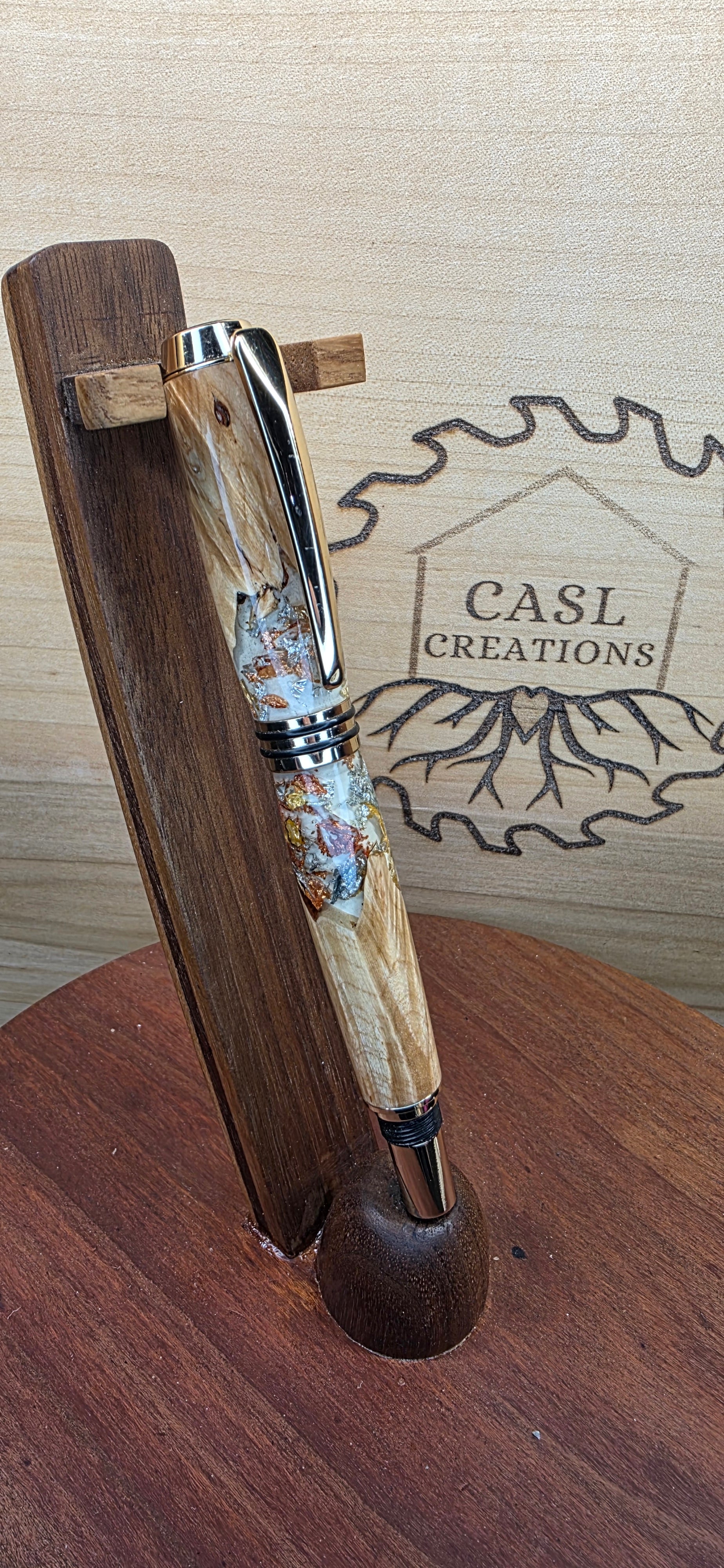 Gold Tycoon in Maple burl and foil in Alumilite resin