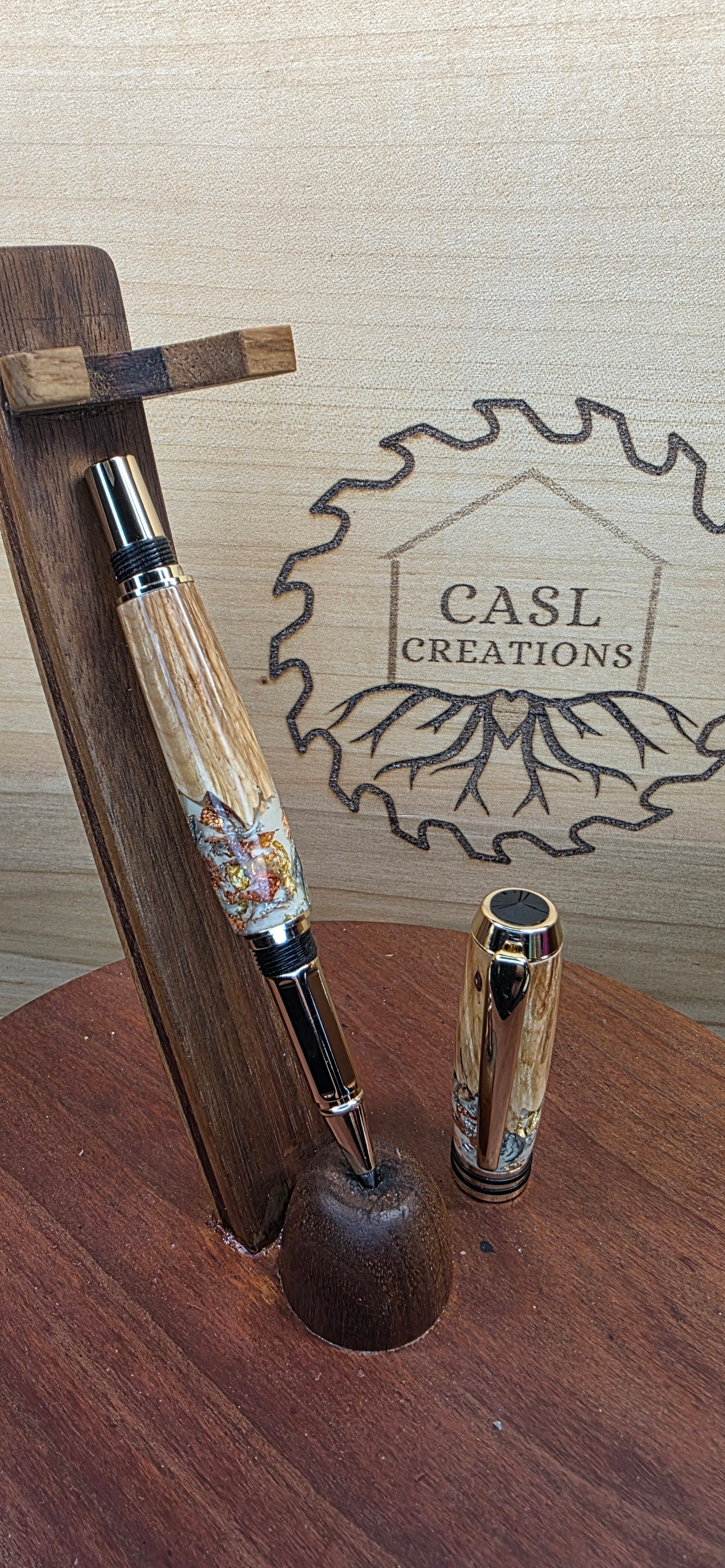Gold Tycoon in Maple burl and foil in Alumilite resin