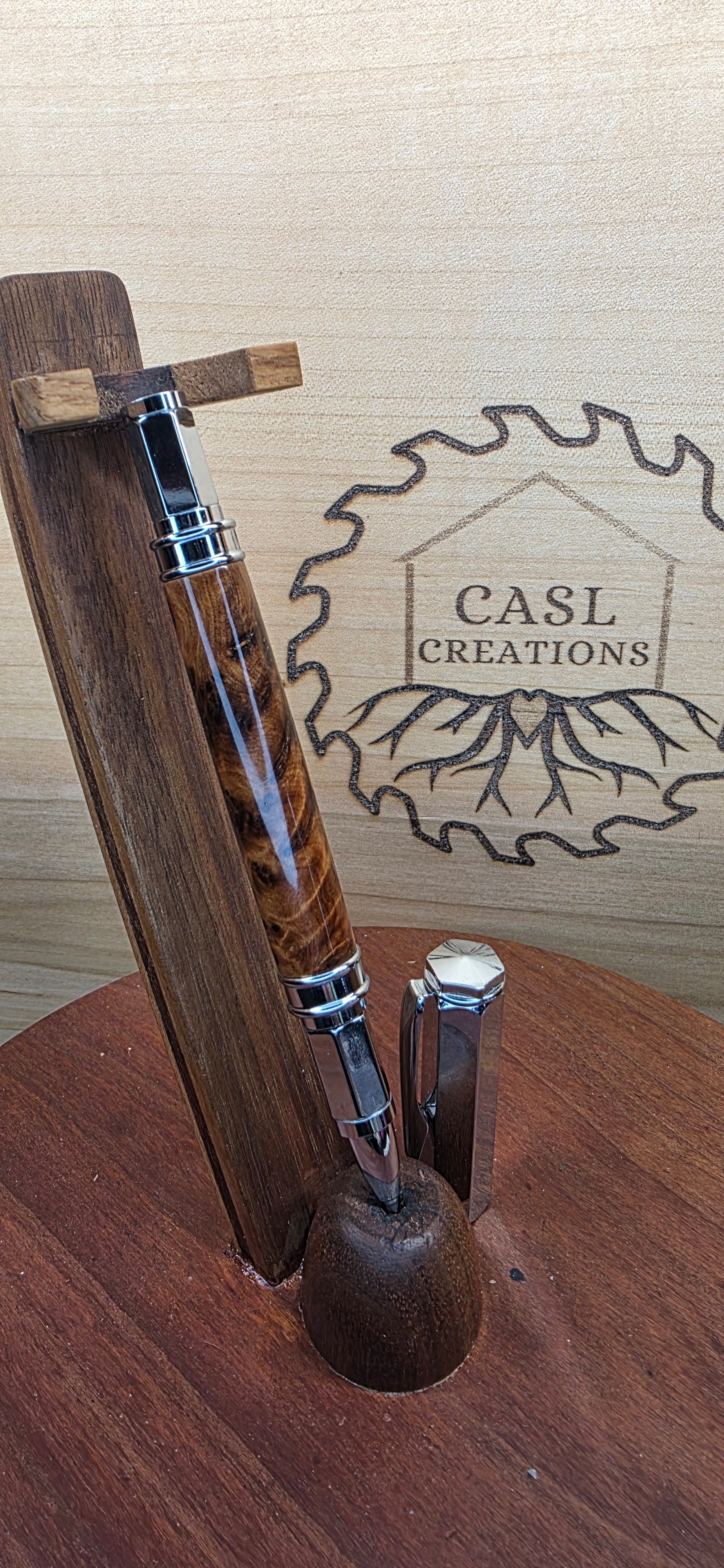 Chrome Vertex rollerball in Thuya Burl
