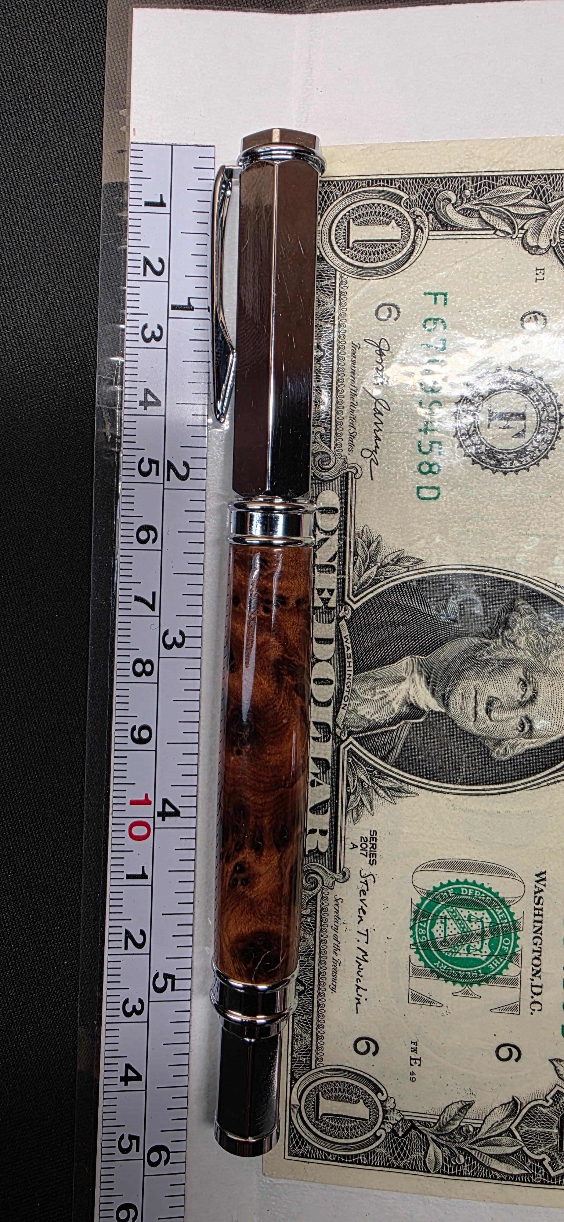 Chrome Vertex rollerball in Thuya Burl