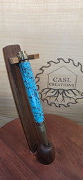 Antique Brass Fidget rollerball in crushed Turquoise truestone