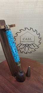 Antique Brass Fidget rollerball in crushed Turquoise truestone