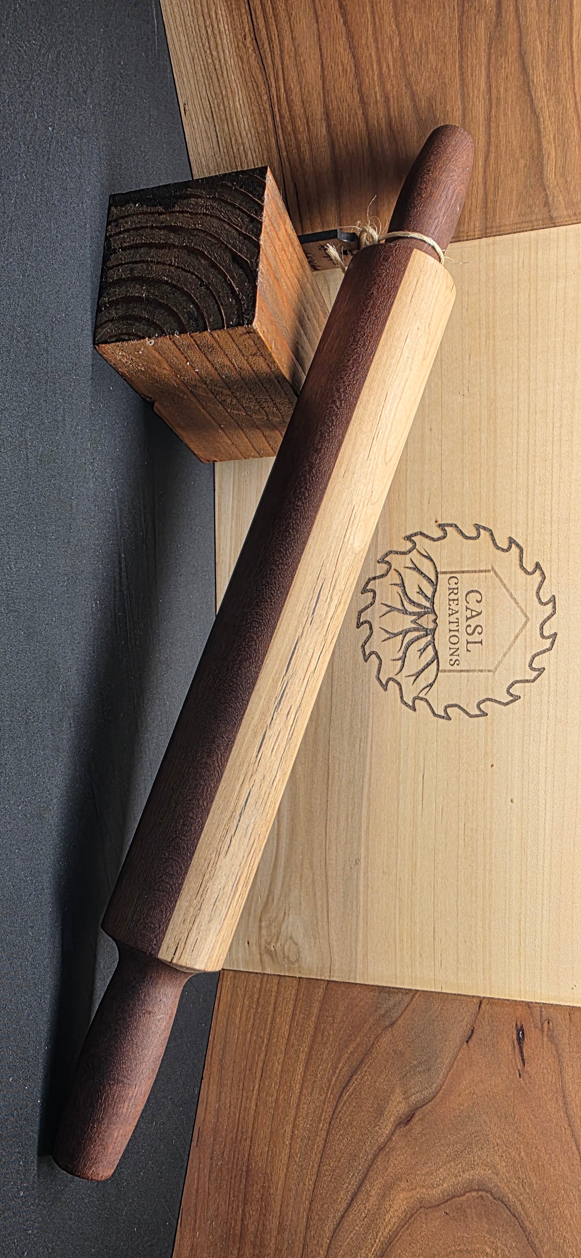 Rolling Pin, Walnut and maple, large